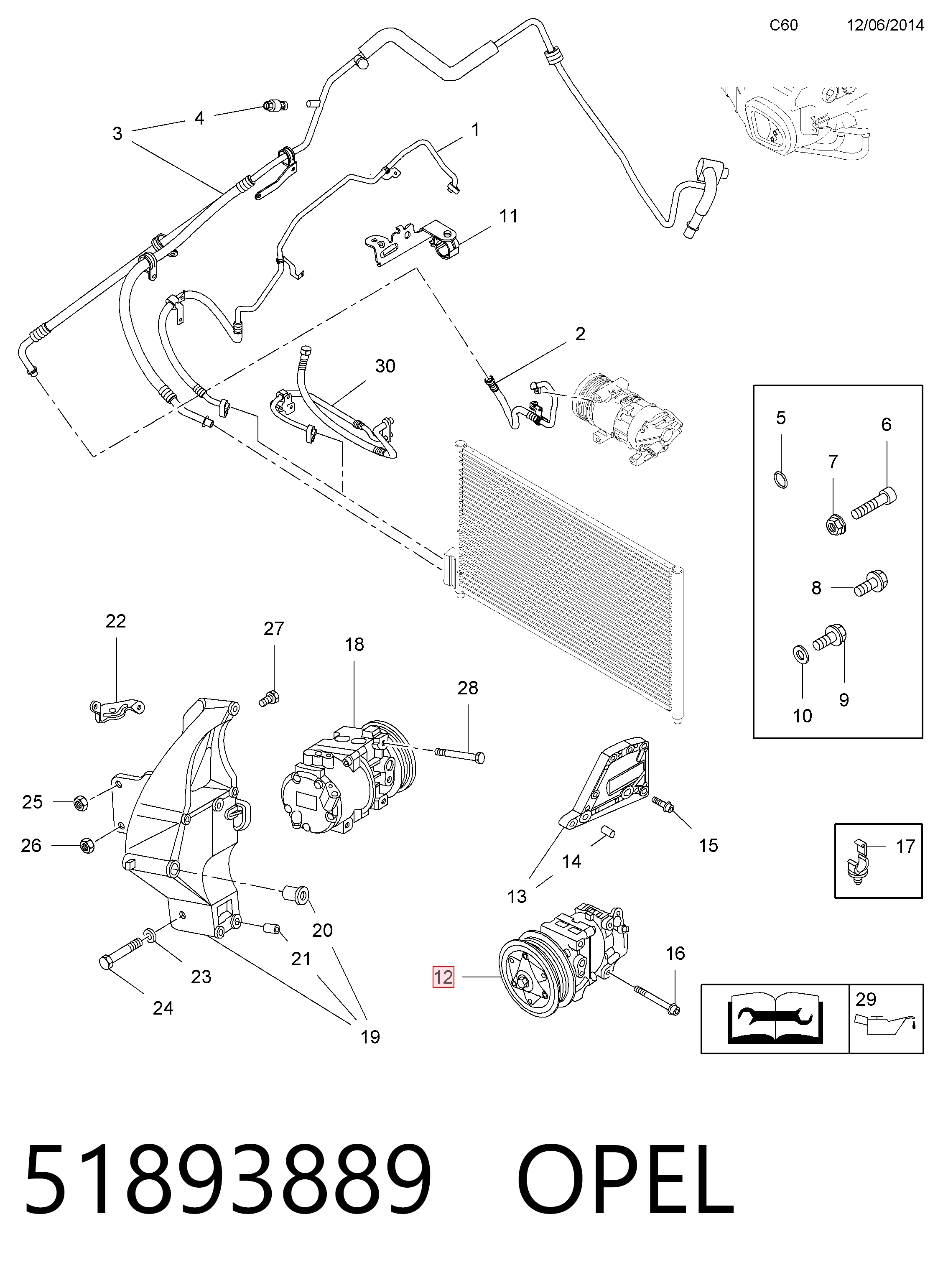 51893889 Opel Компресор холодоагенту