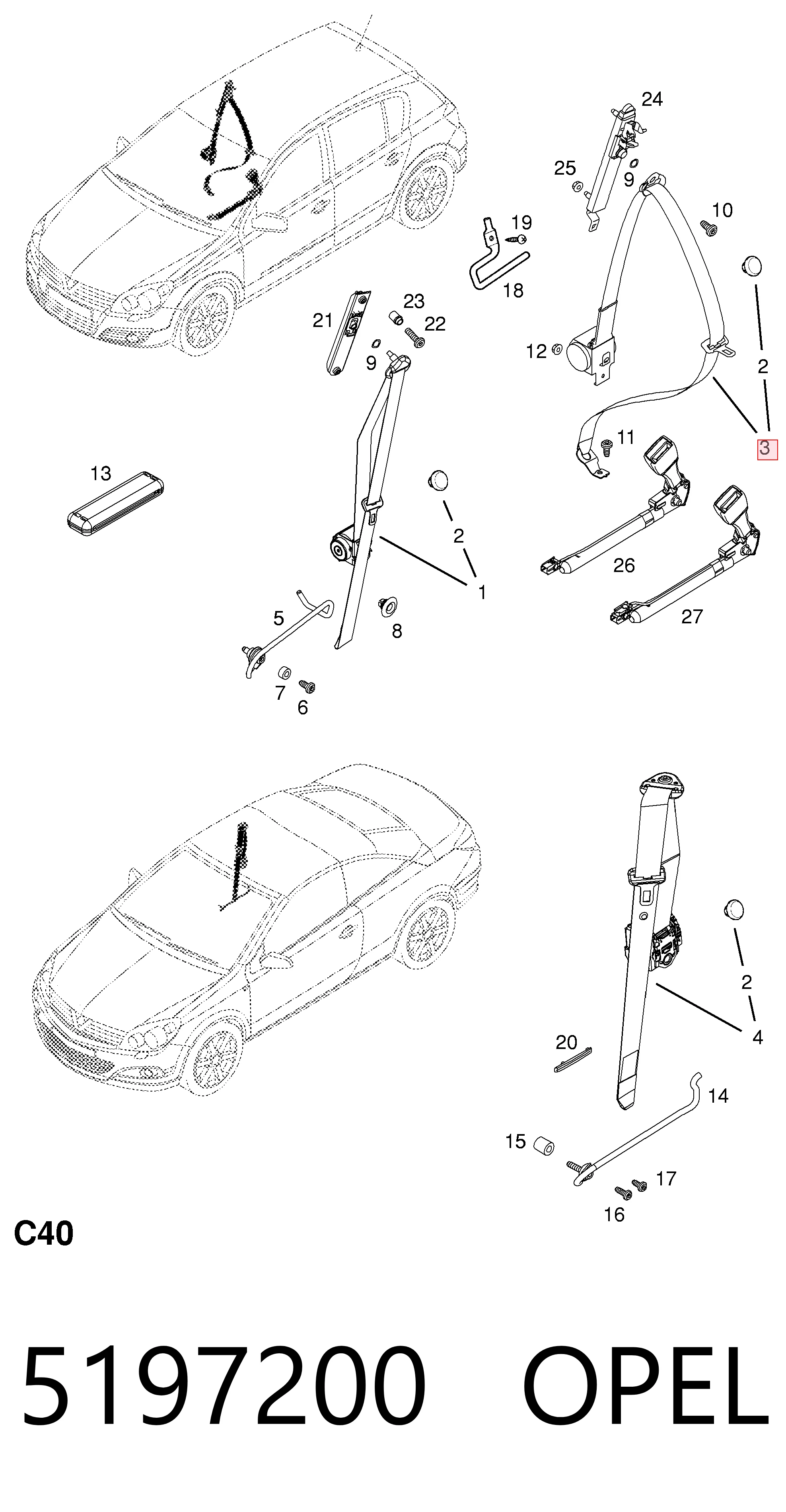 Купити 13242314 General Motors Пасок безпеки передній правий