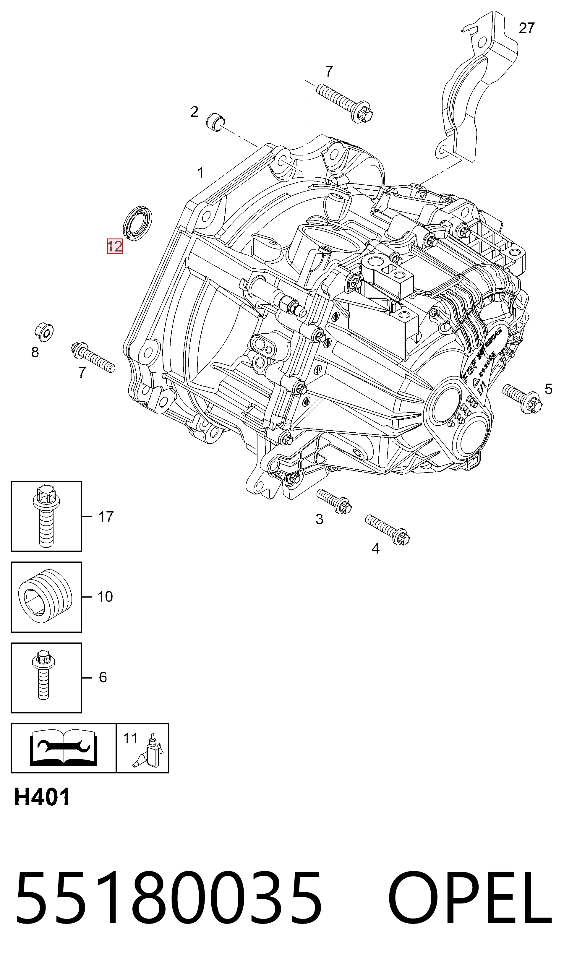 0714401 Opel Сальник АКПП/КПП, вхідного/первинного вала