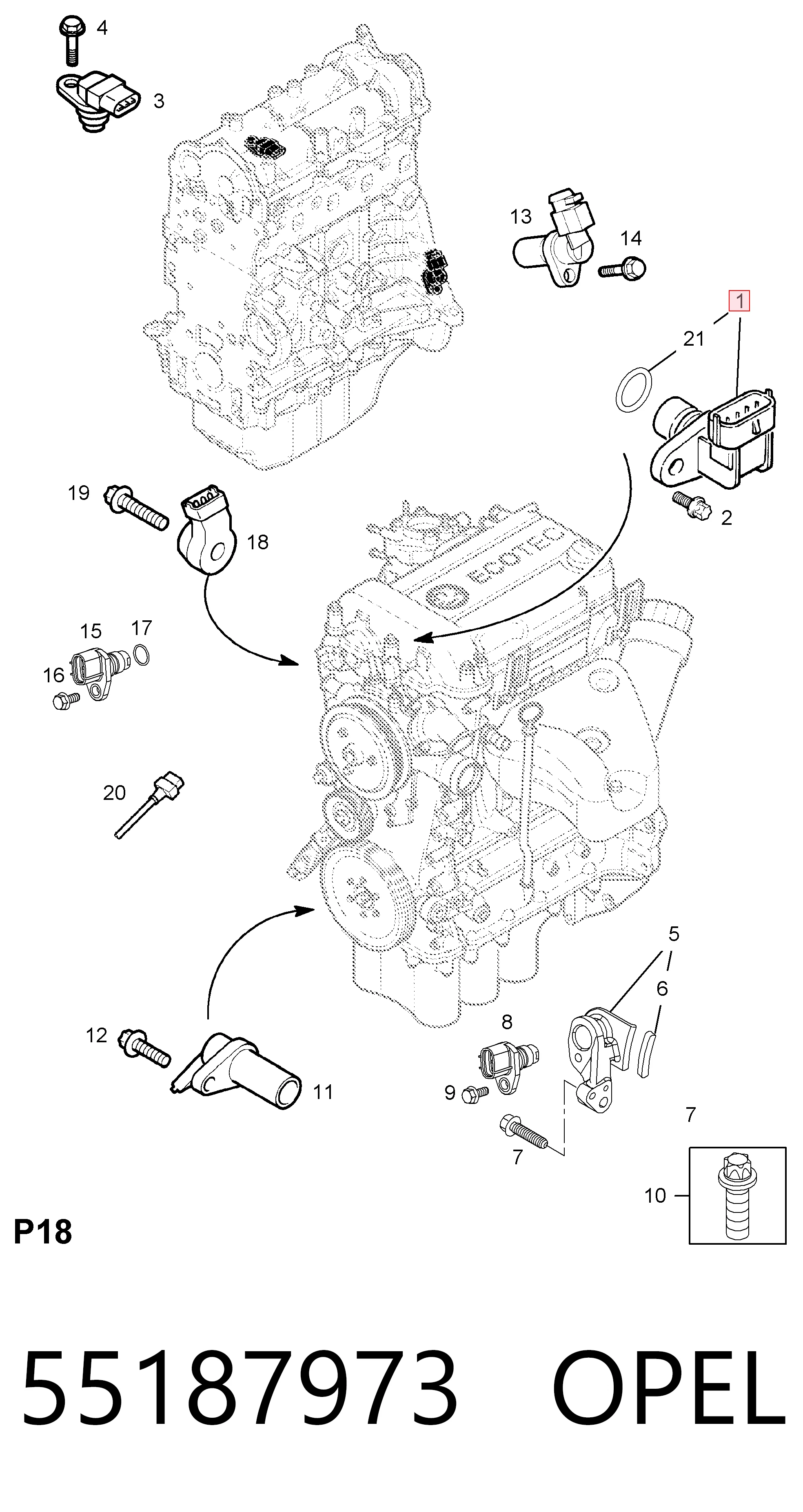 55187973 Opel Датчик розподільного вала