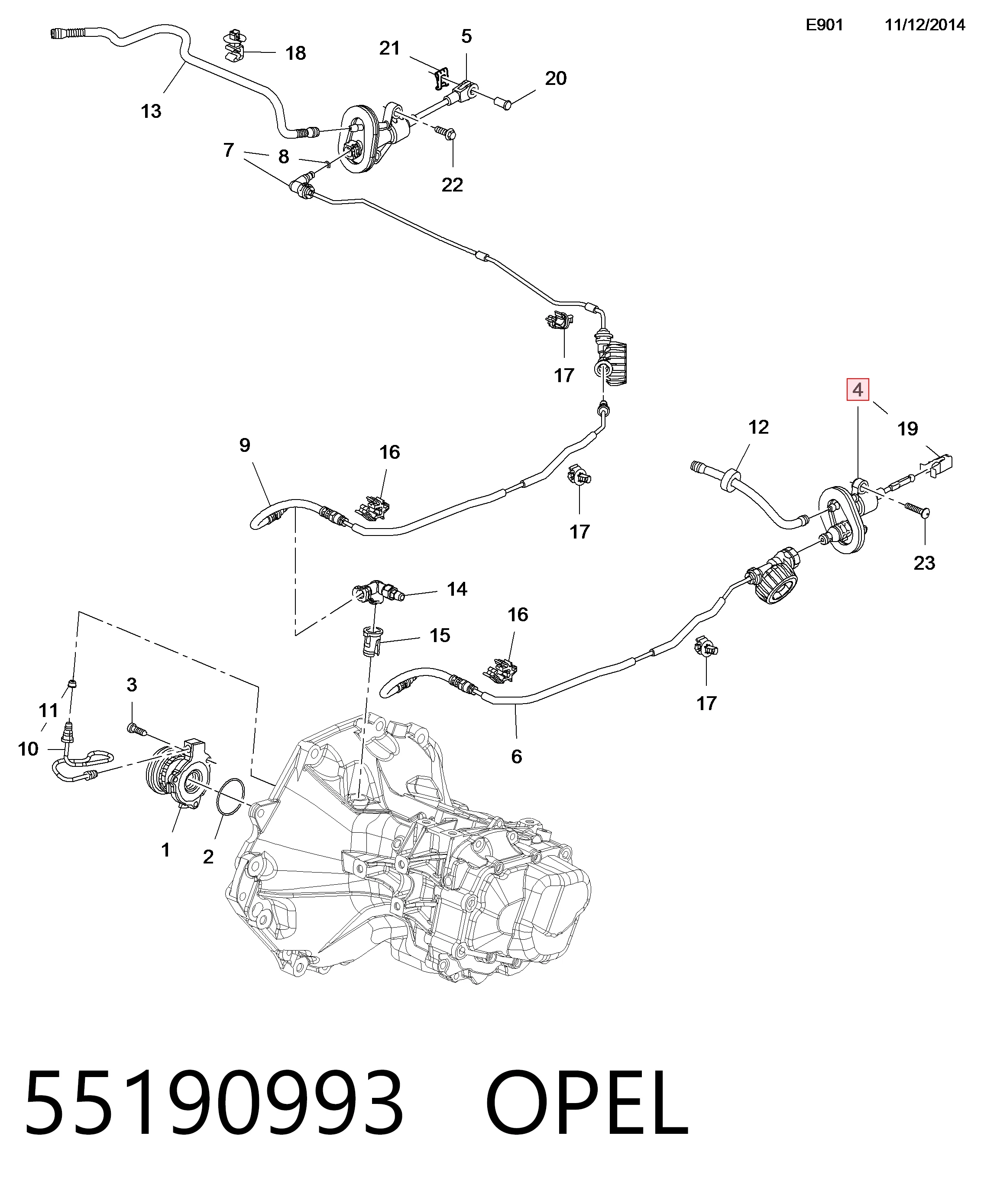 55190993 Opel Циліндр зчеплення, головний
