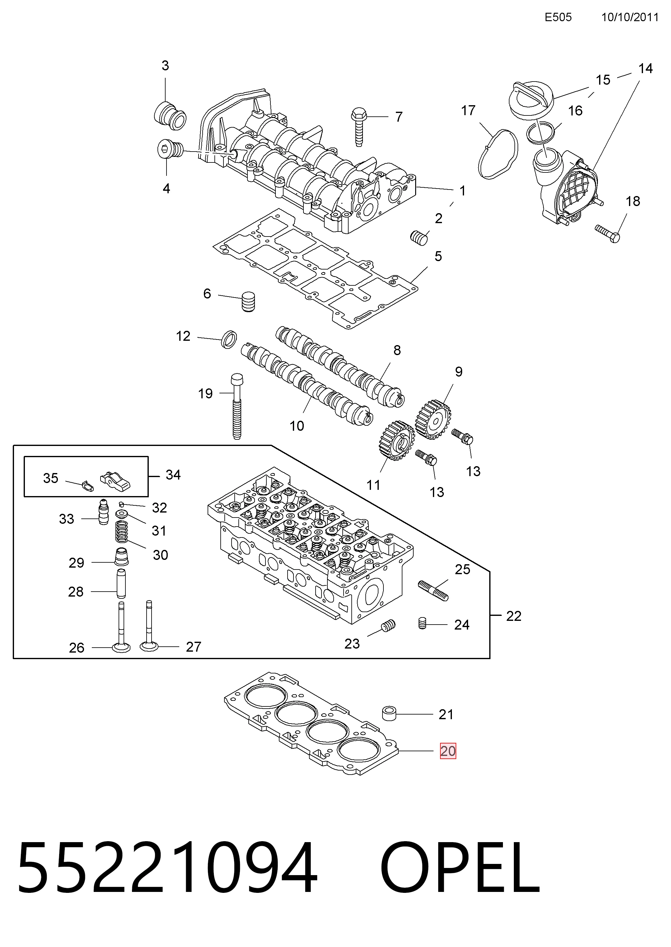 Купити 55208989 Peugeot/Citroen Прокладка ГБЦ