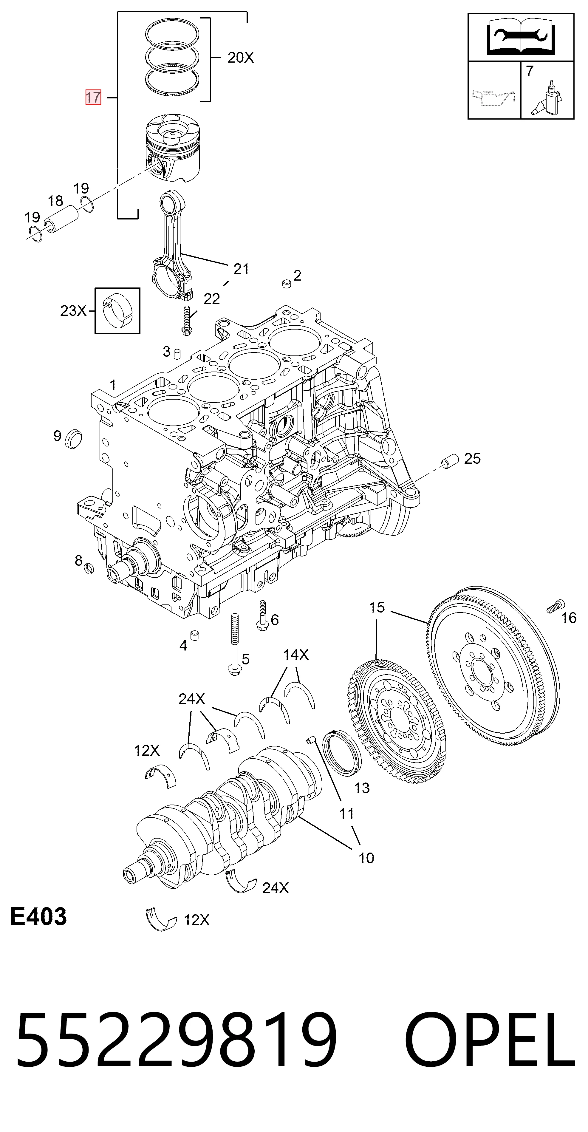Купити 55267601 Peugeot/Citroen Поршень в комплекті на 1 циліндр, 2-й ремонт (+0,50)