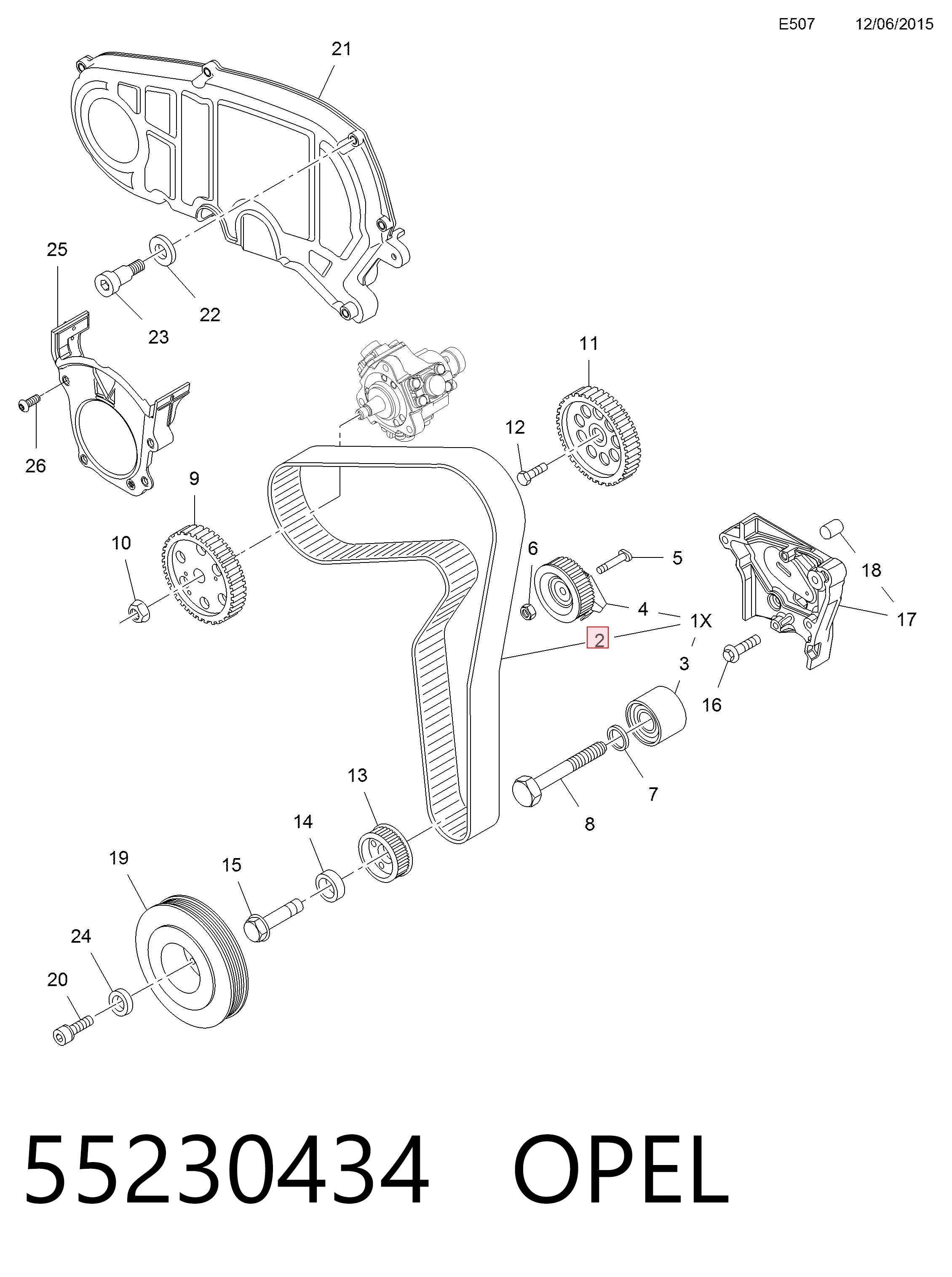 Купити 95526047 Peugeot/Citroen Ремінь газорозподільного механізму