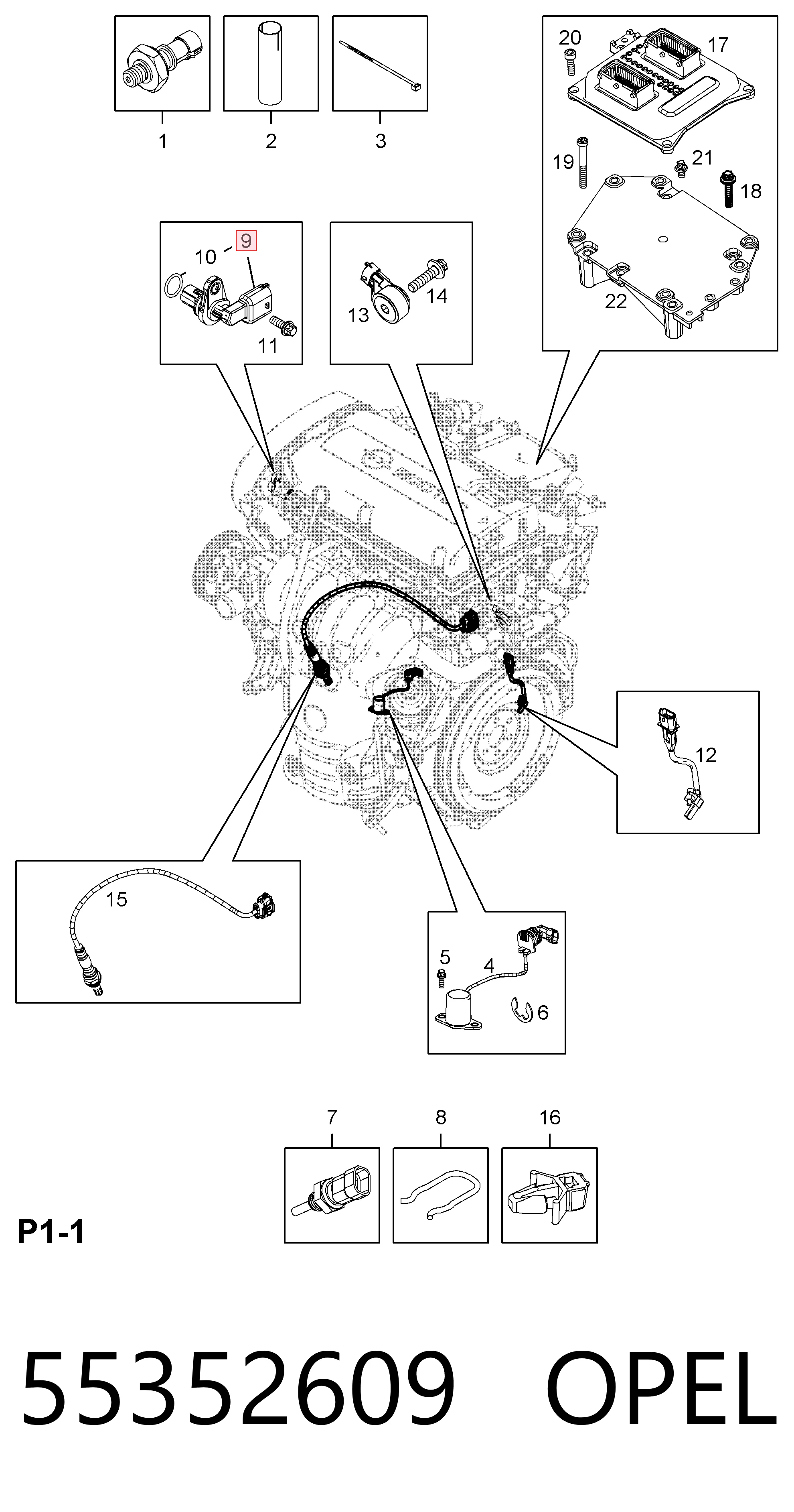 55352609 Opel Датчик розподільного вала
