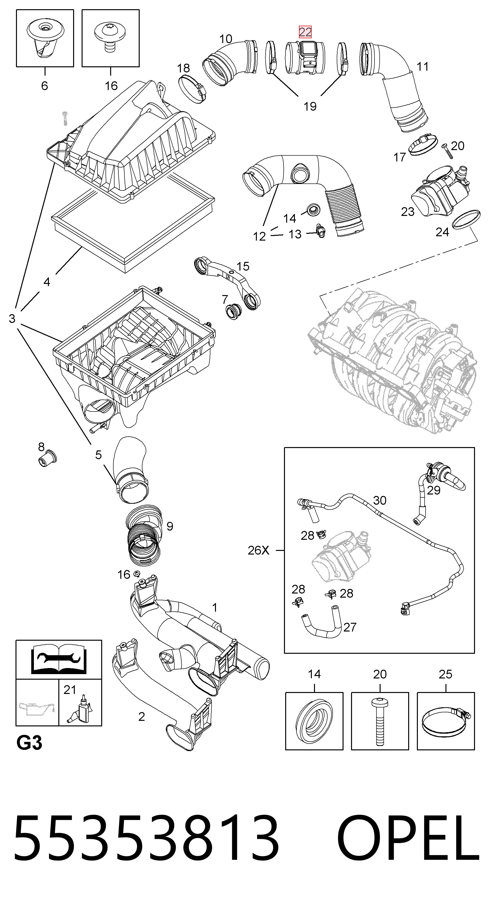 55353813 Opel Датчик витрати повітря