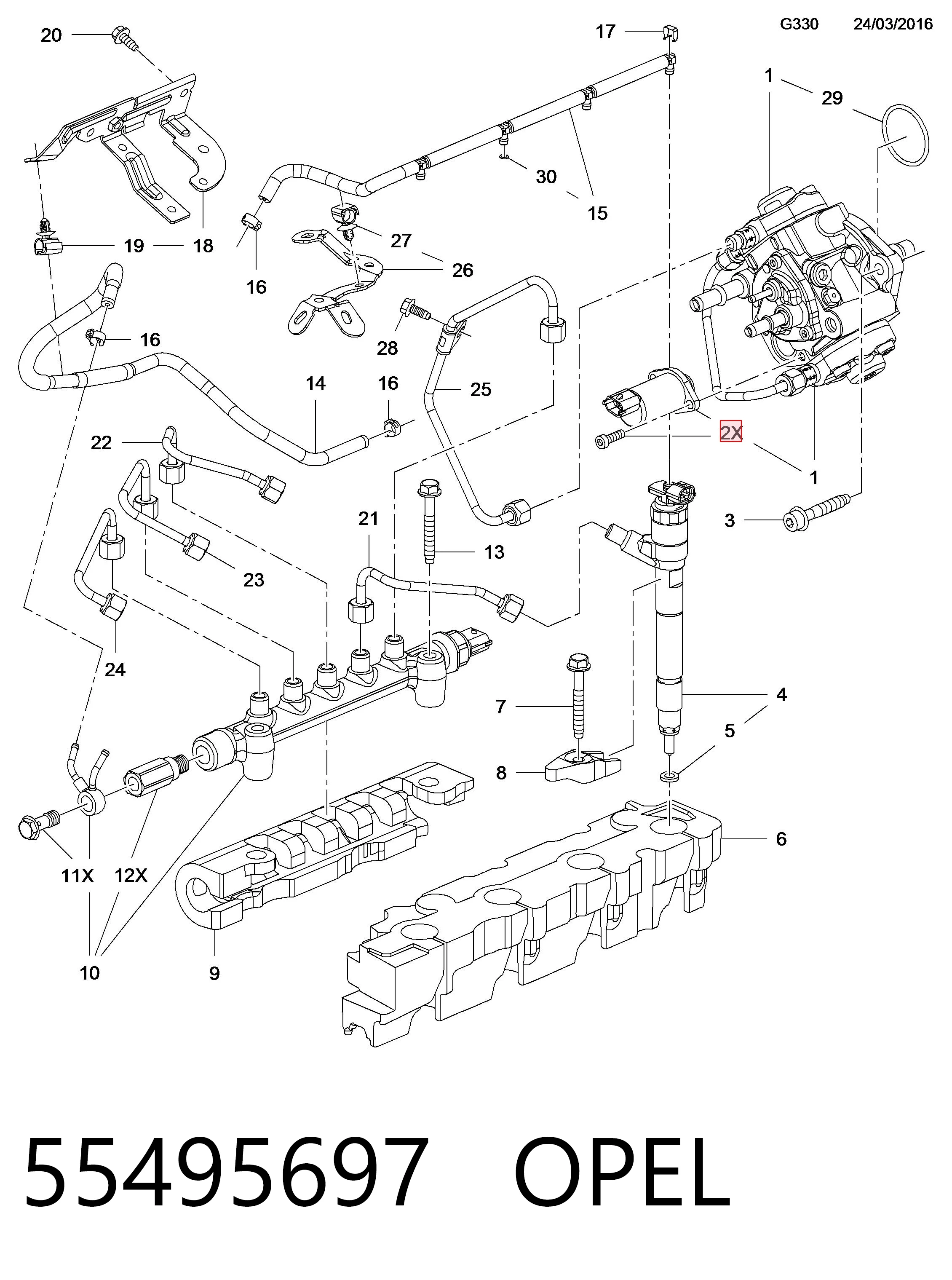 55495697 Opel Клапан високого тиску