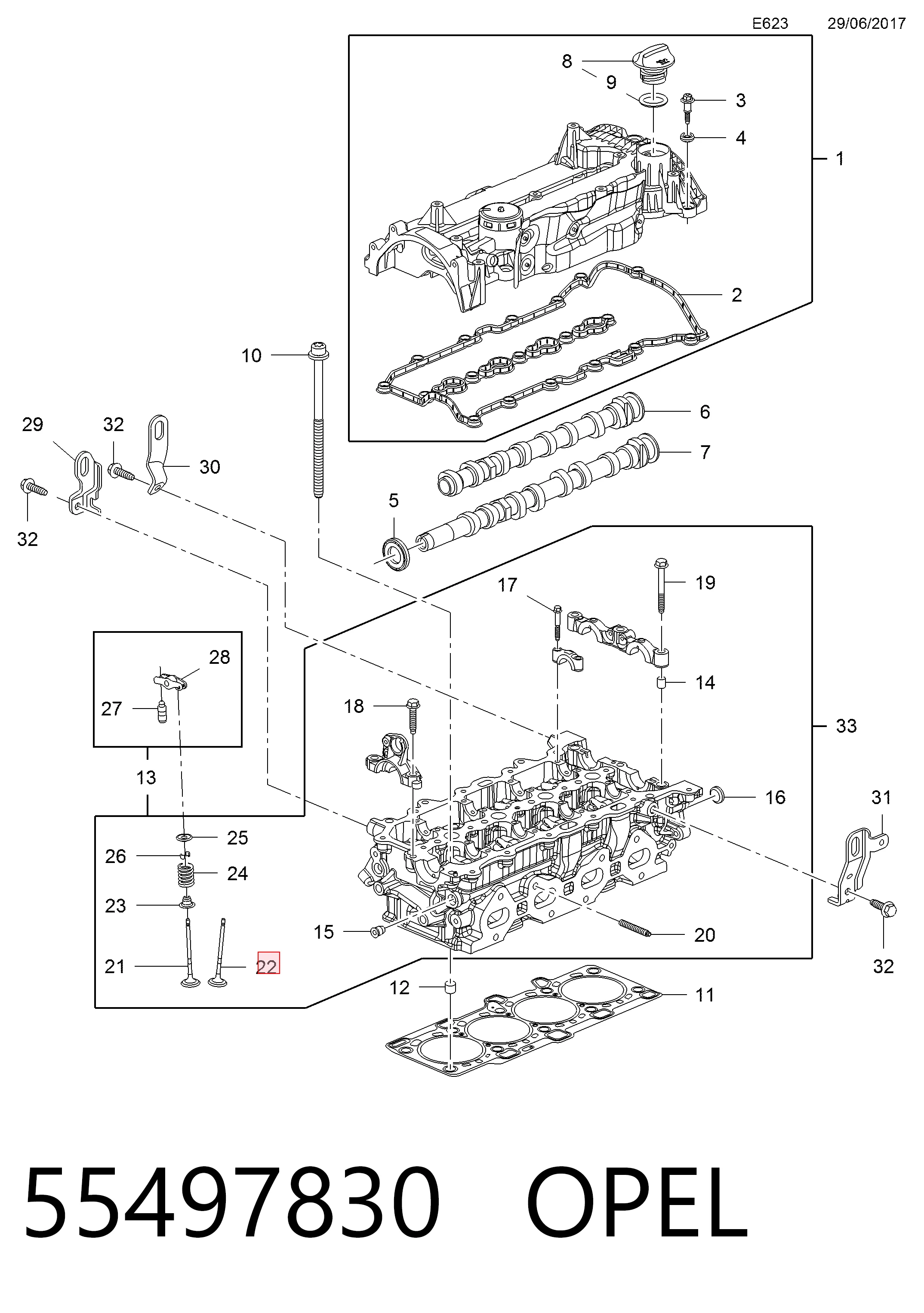 55599764 General Motors Випускний клапан двигуна