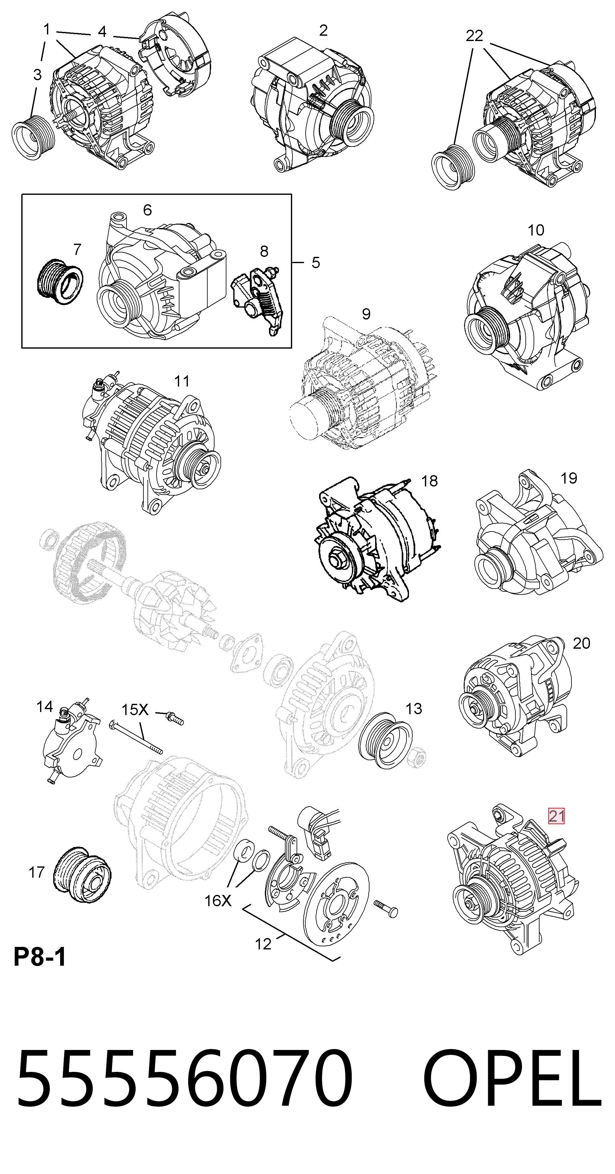 55556070 Opel Авто генератор