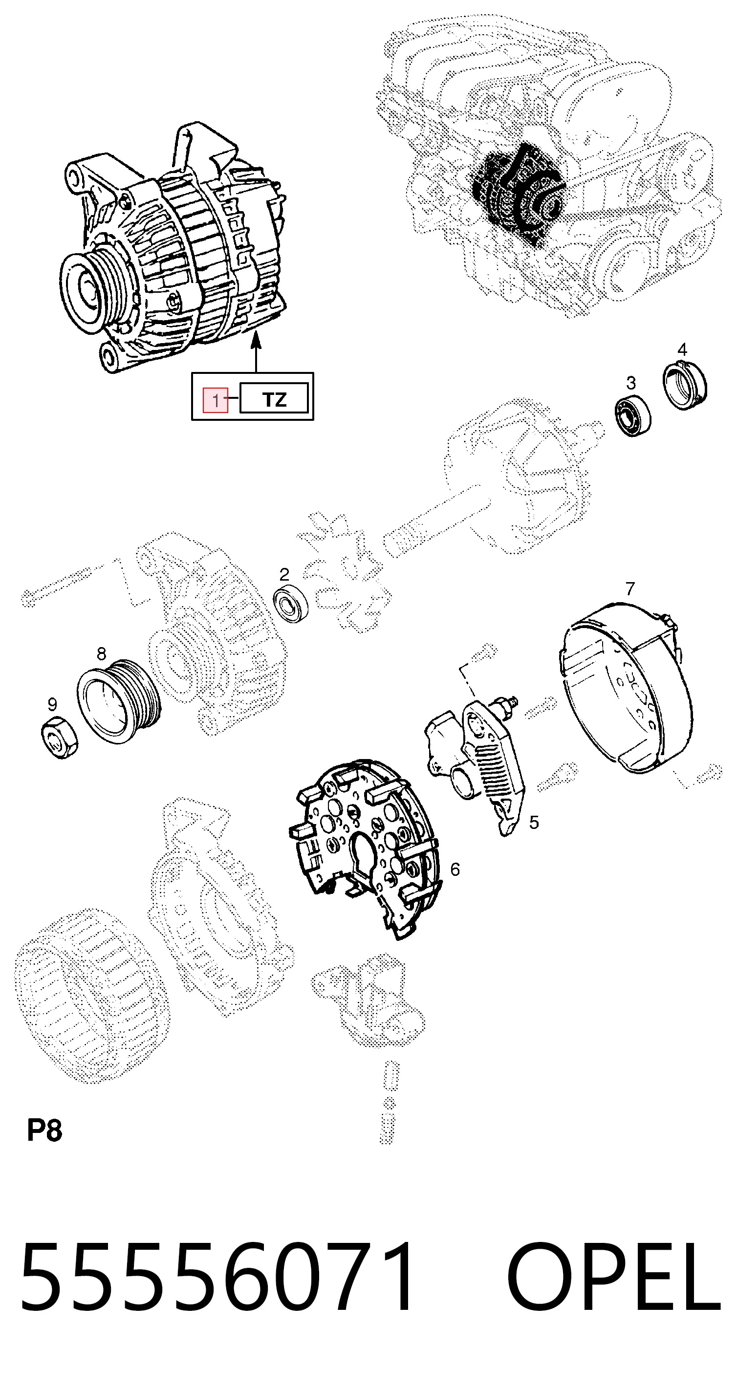 55556071 Opel Авто генератор