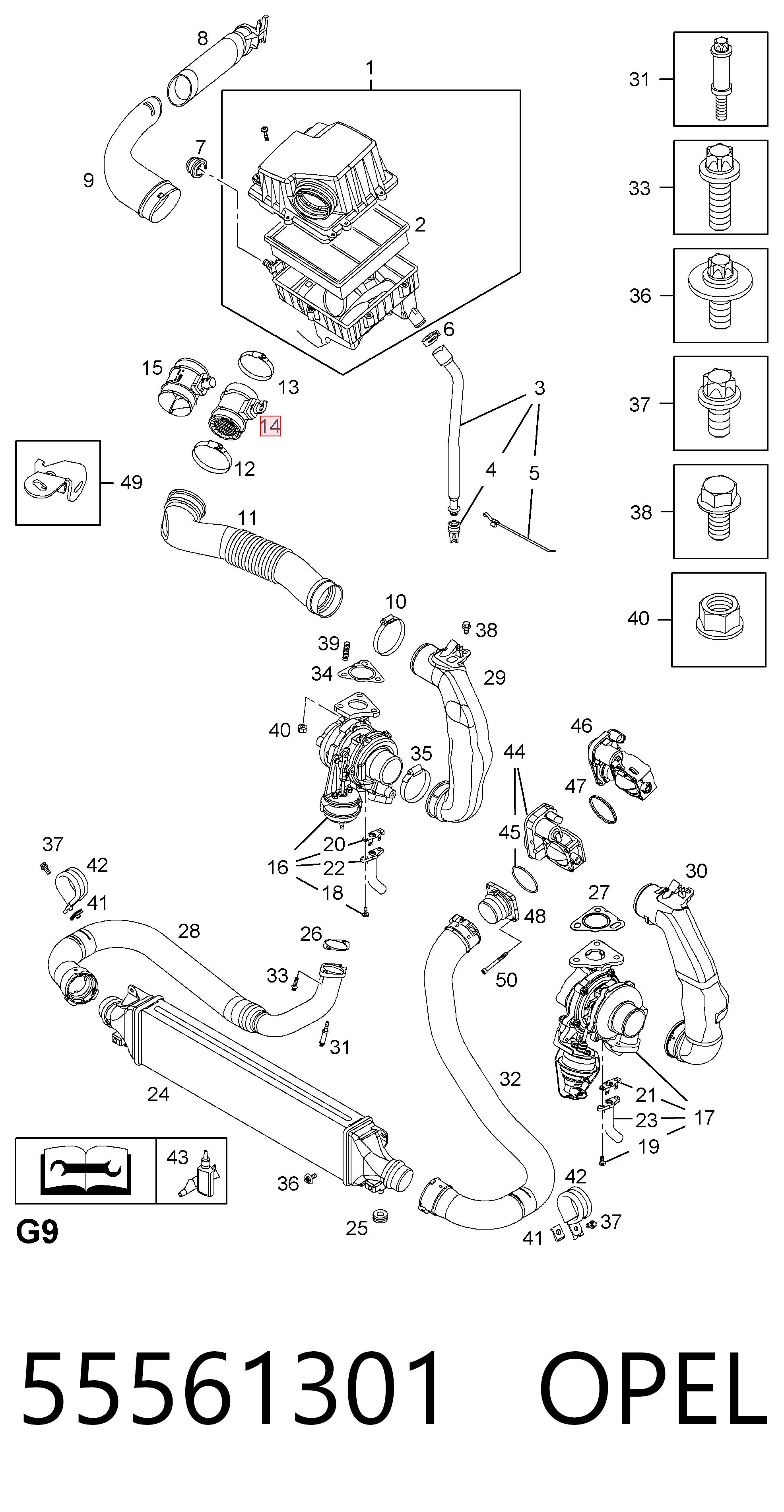 55561301 Opel Датчик витрати повітря