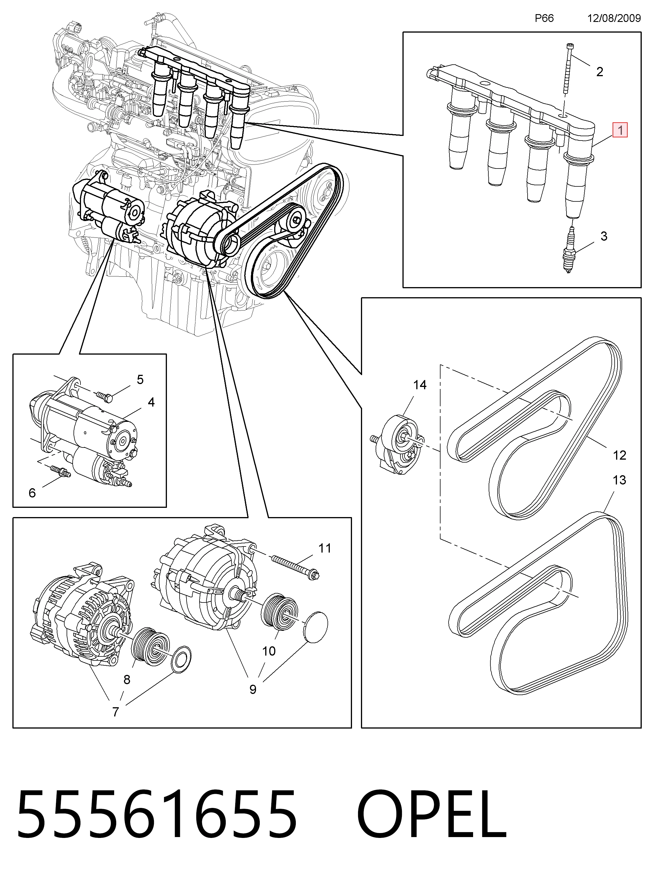 55561655 Opel Котушка запалювання