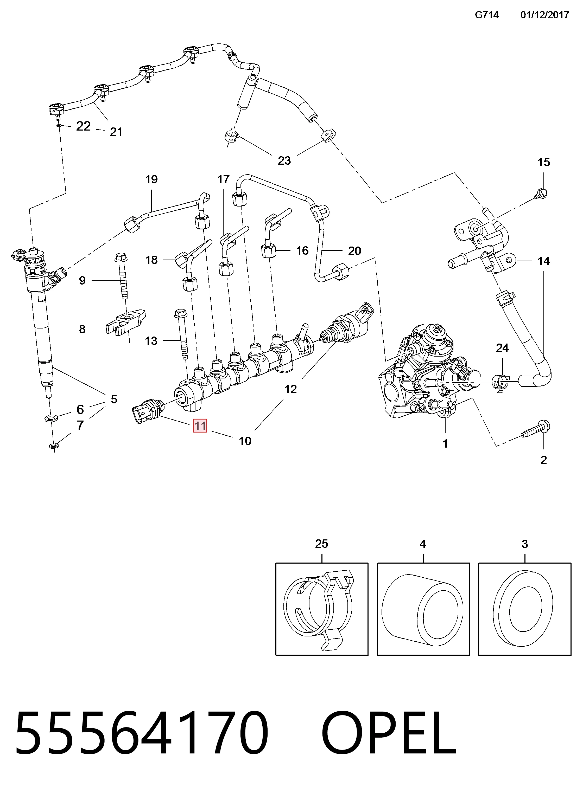55564170 Opel Регулятор тиску палива
