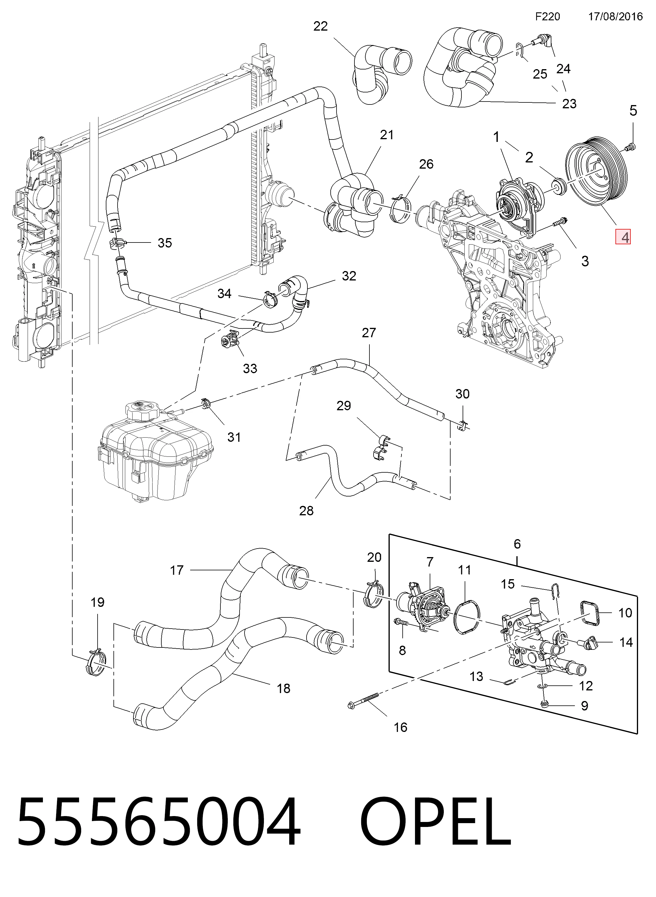 Шків помпи 55565004 Peugeot/Citroen