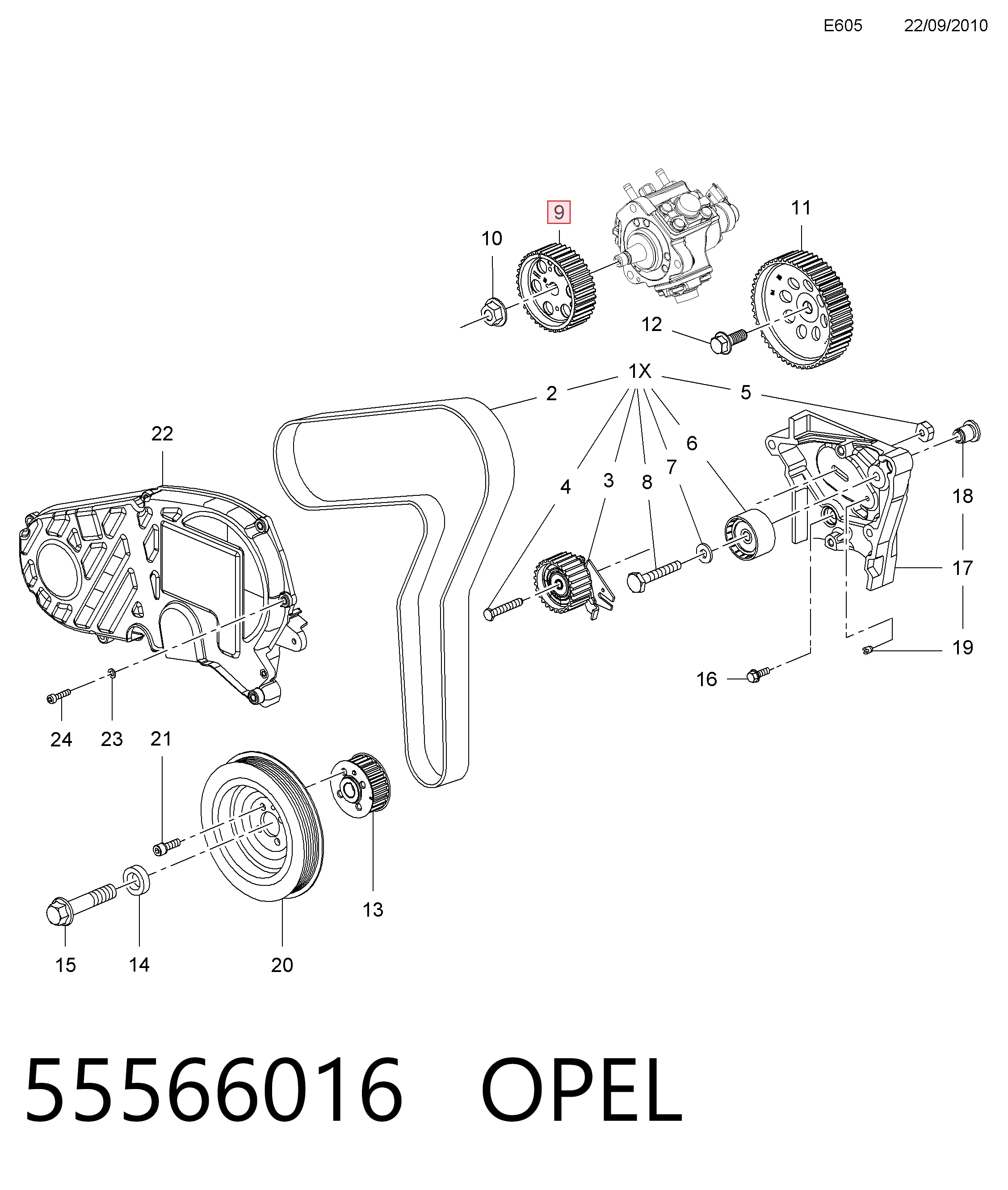 Купити 55264863 Peugeot/Citroen Ремінь газорозподільного механізму