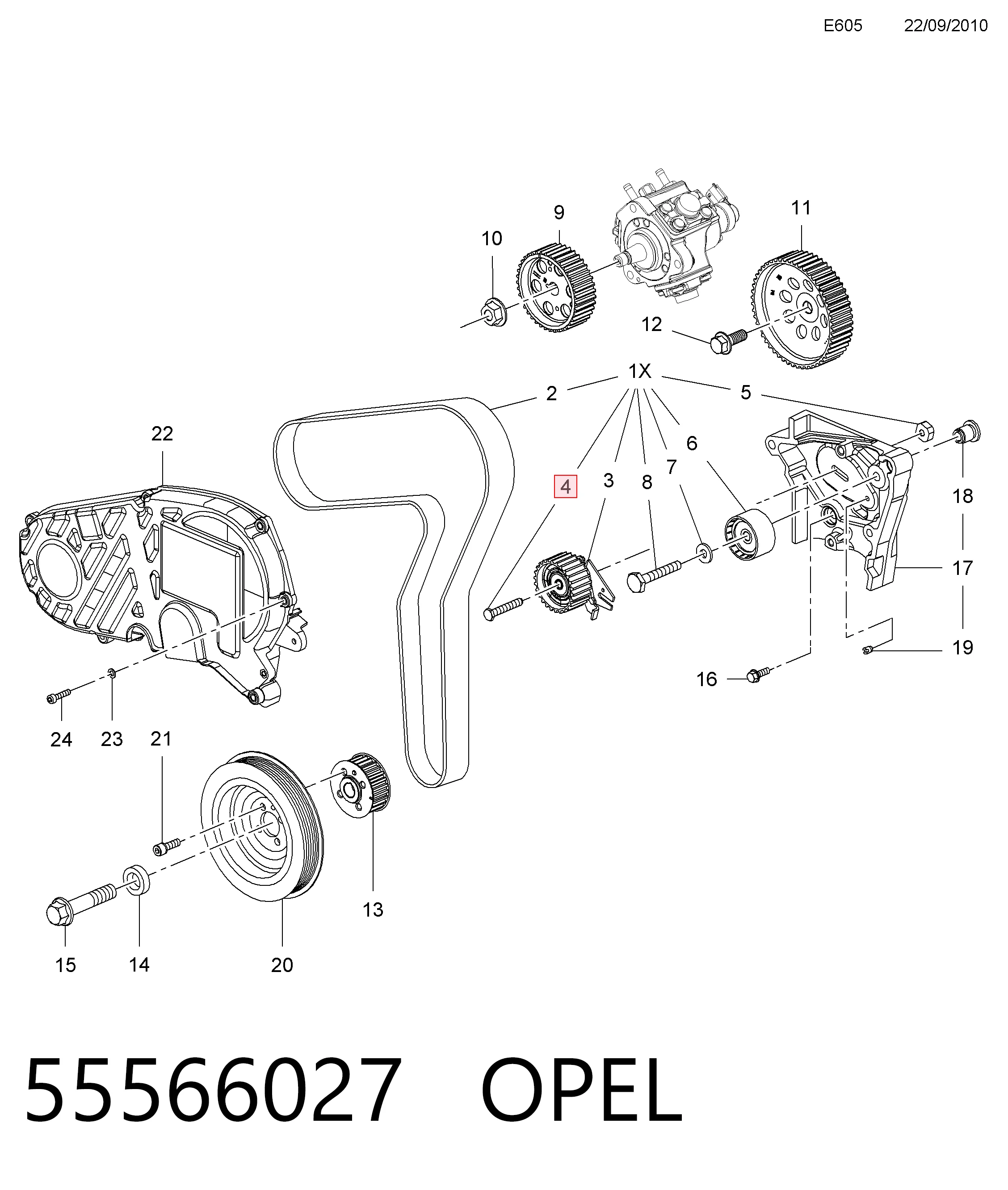 Купити 55566027 General Motors ГРМ ремень