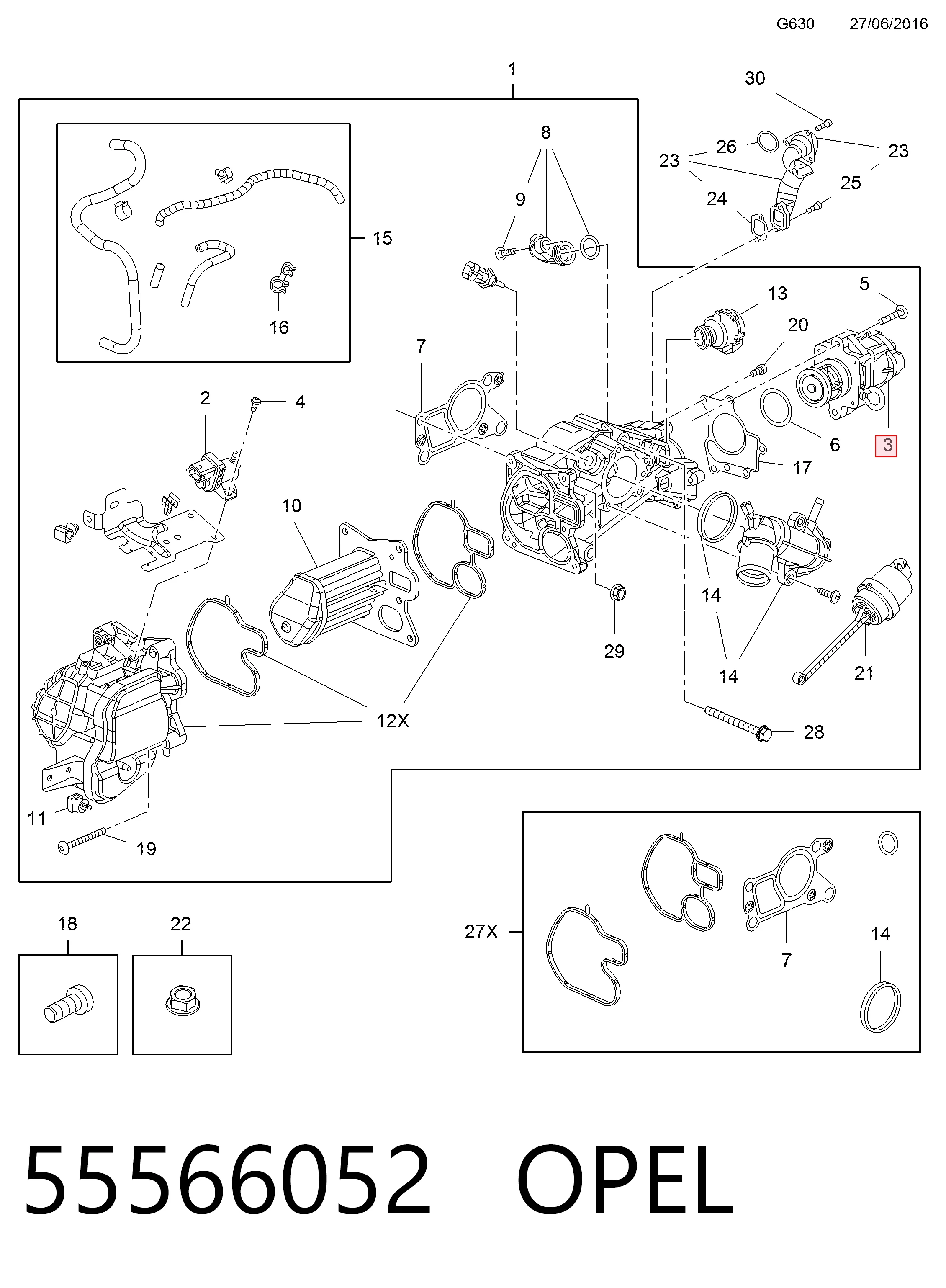 55566052 Opel Клапан рециркуляції відпрацьованих газів EGR