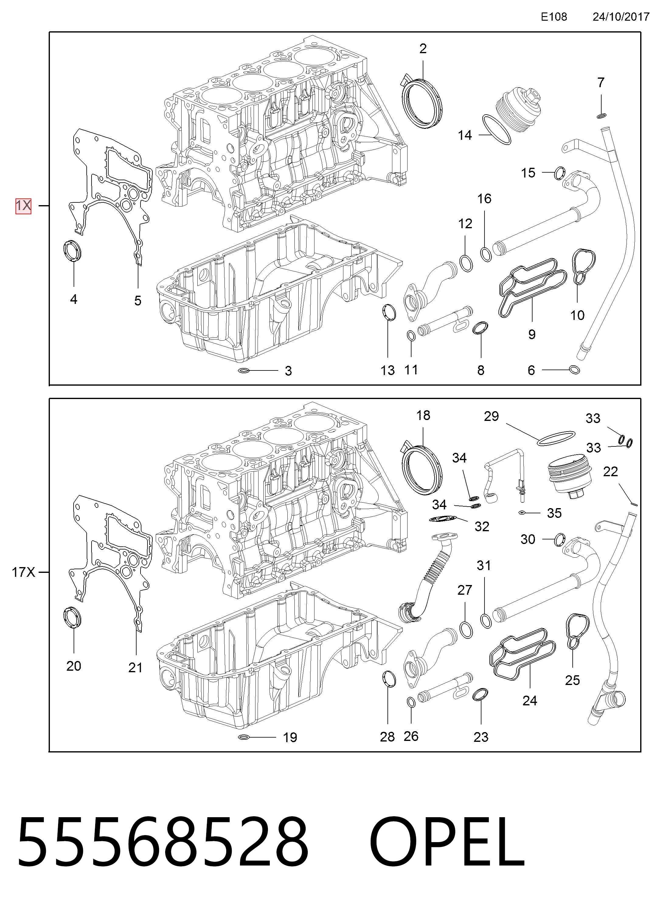 Купити 93186910 General Motors Комплект прокладок двигуна, нижній