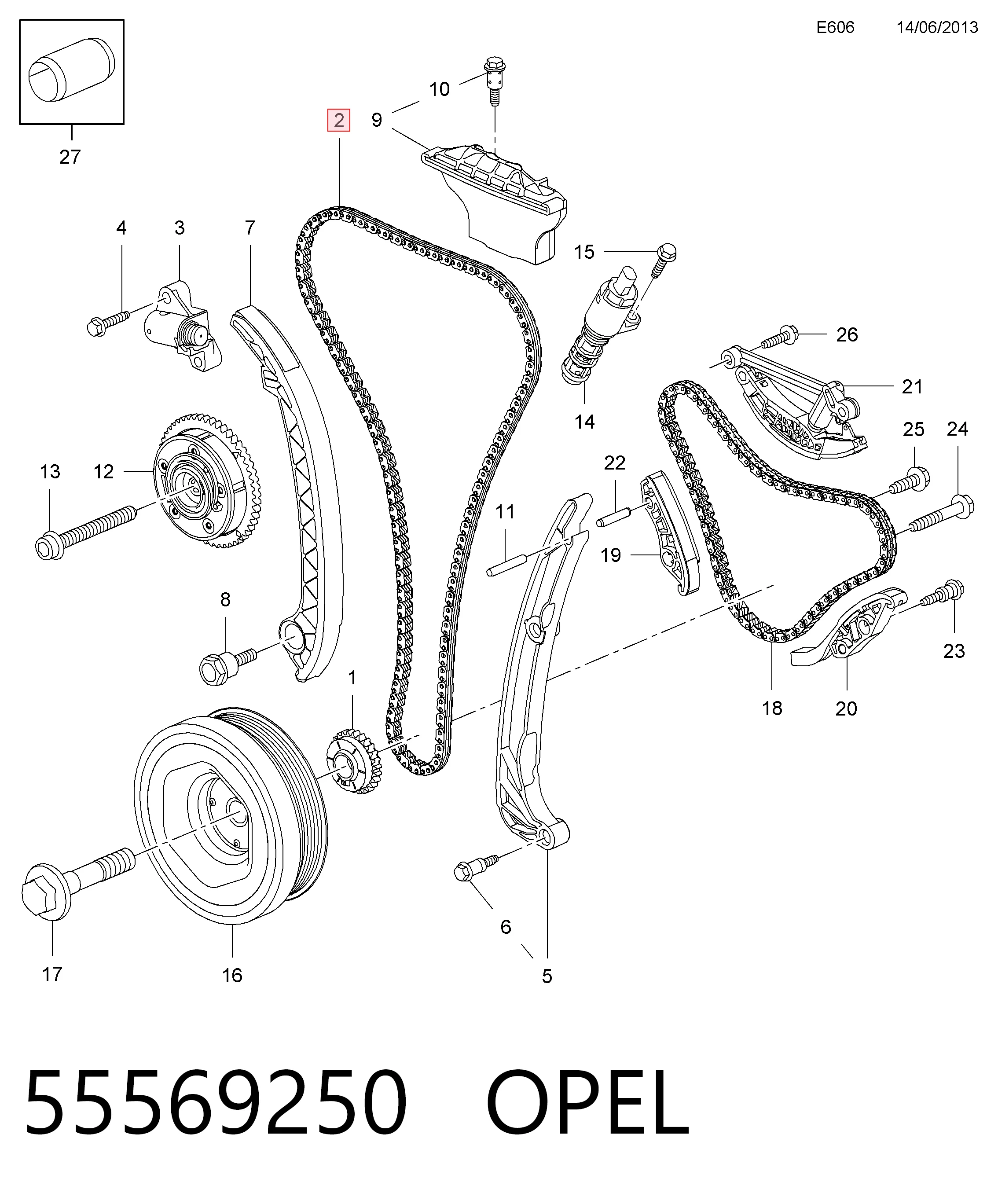 55569250 Opel Ланцюг приводу распредвала