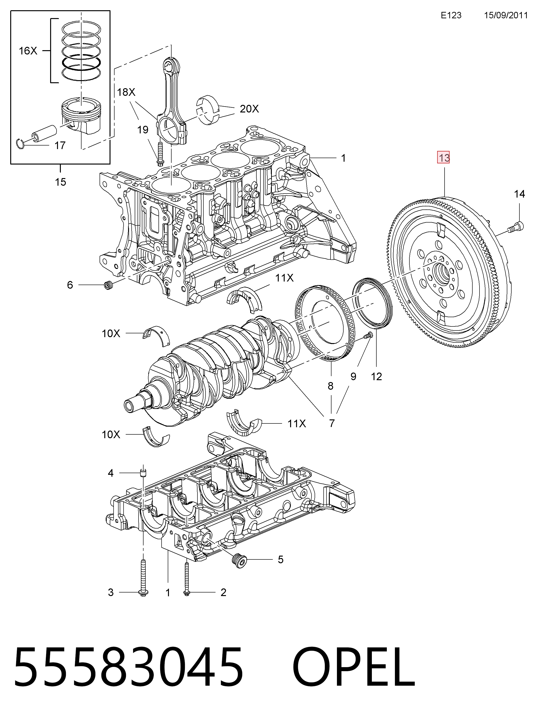Комплект зчеплення (3 частини) General Motors 55583045 ціна, від 689.33 USD