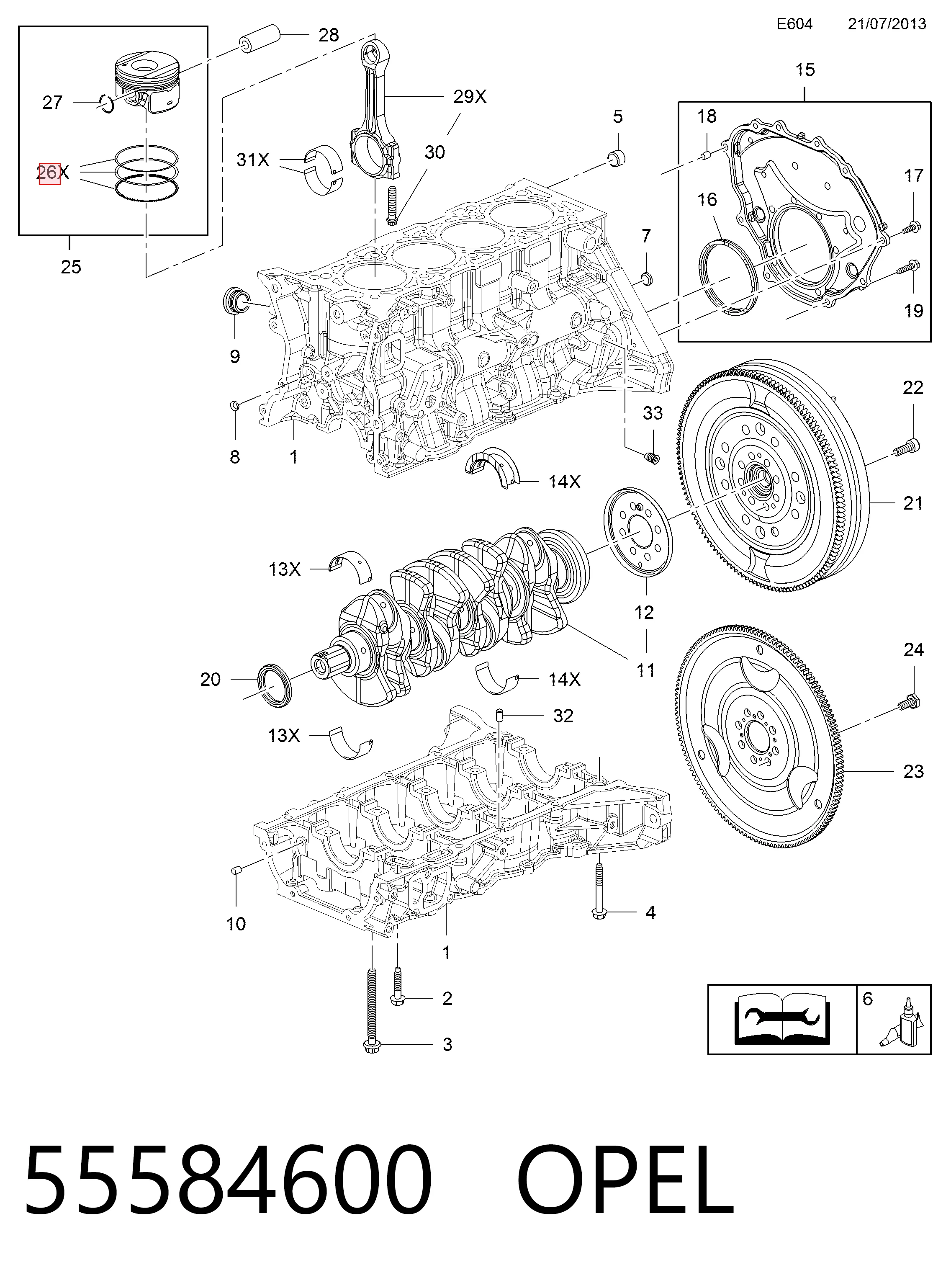 55584600 Peugeot/Citroen Кільця поршневі на 1 циліндр, STD.