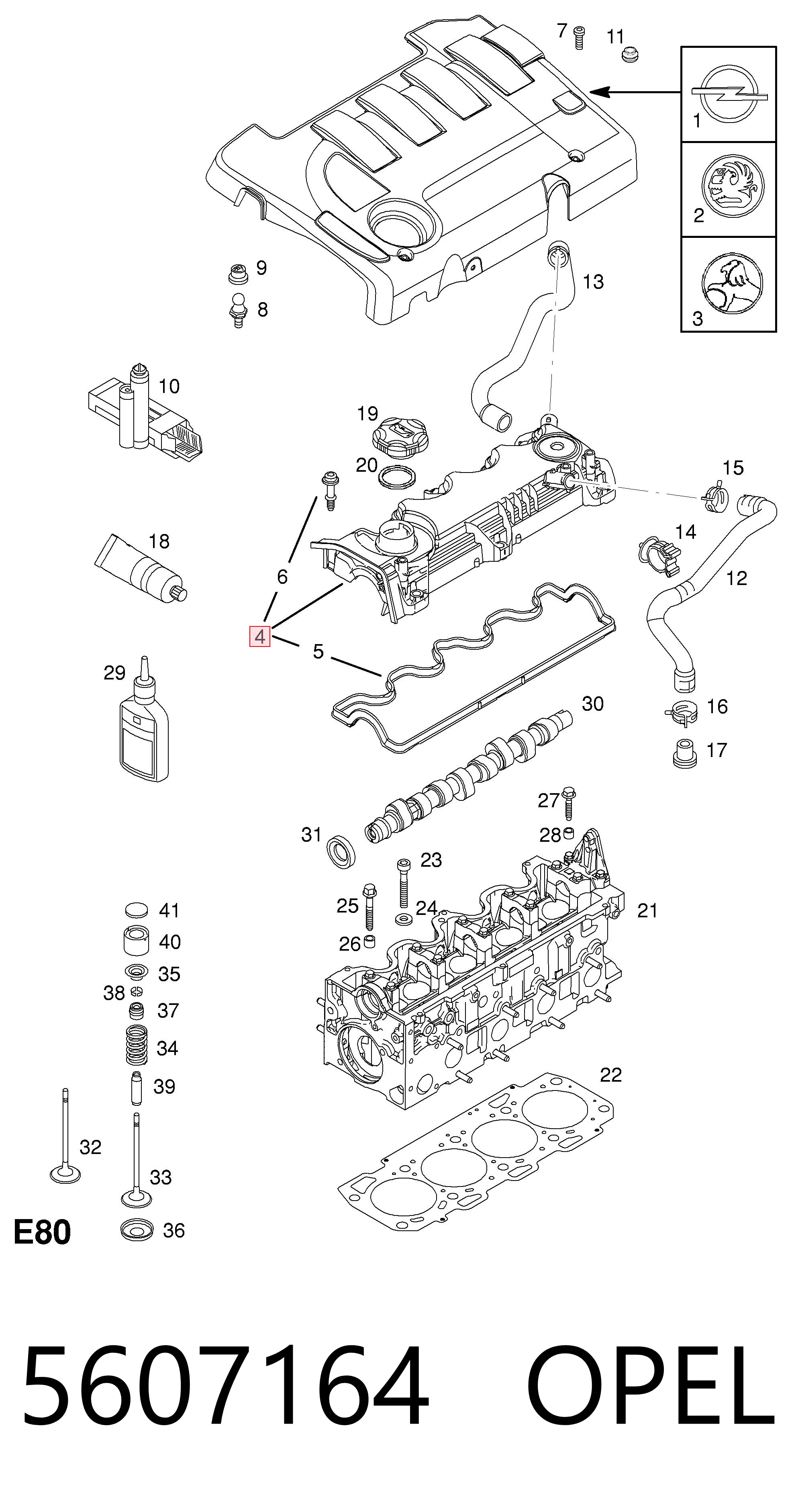 5607164 Opel Кришка двигуна