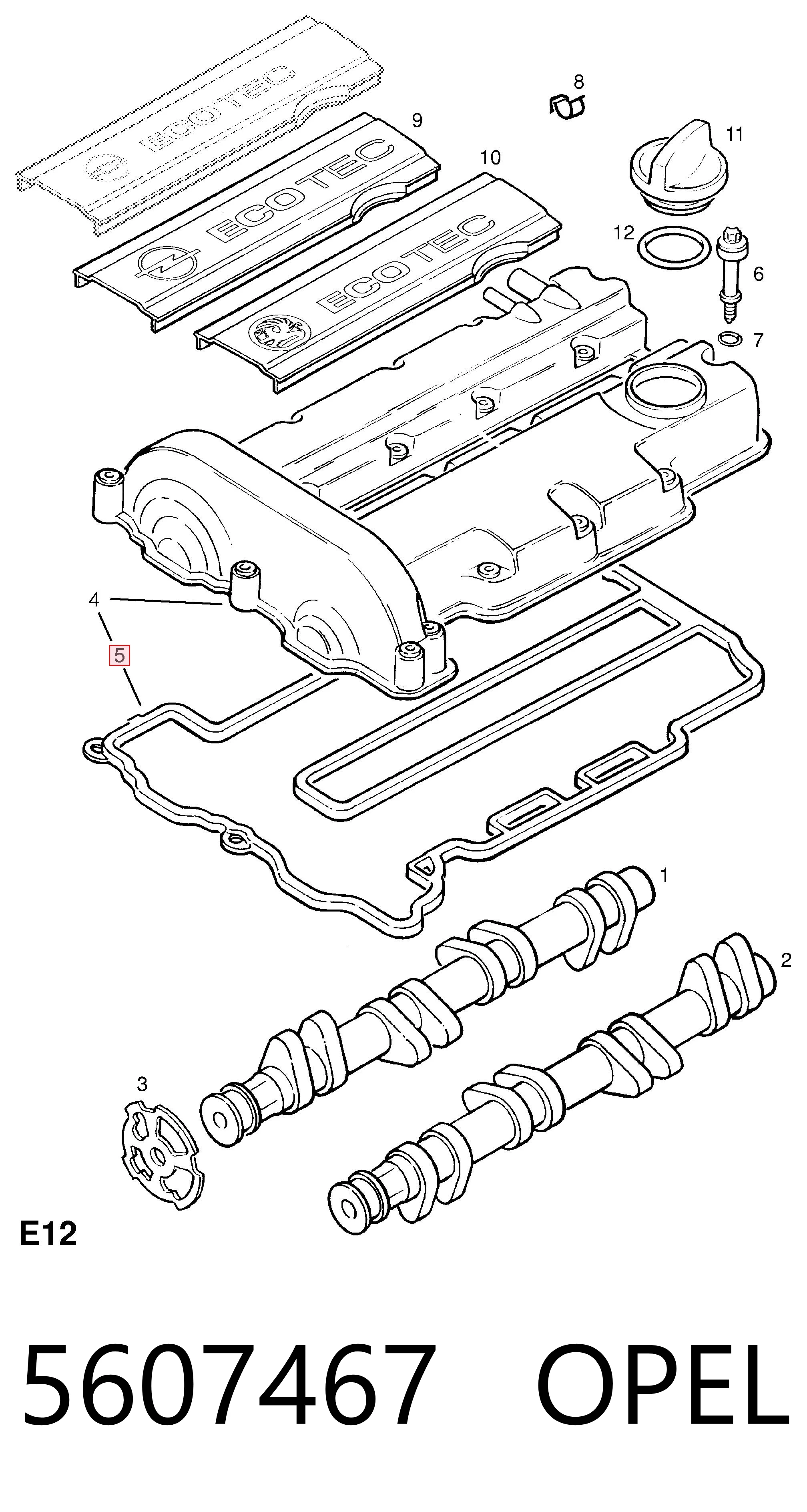 5607467 Opel Прокладка кришки клапанної 