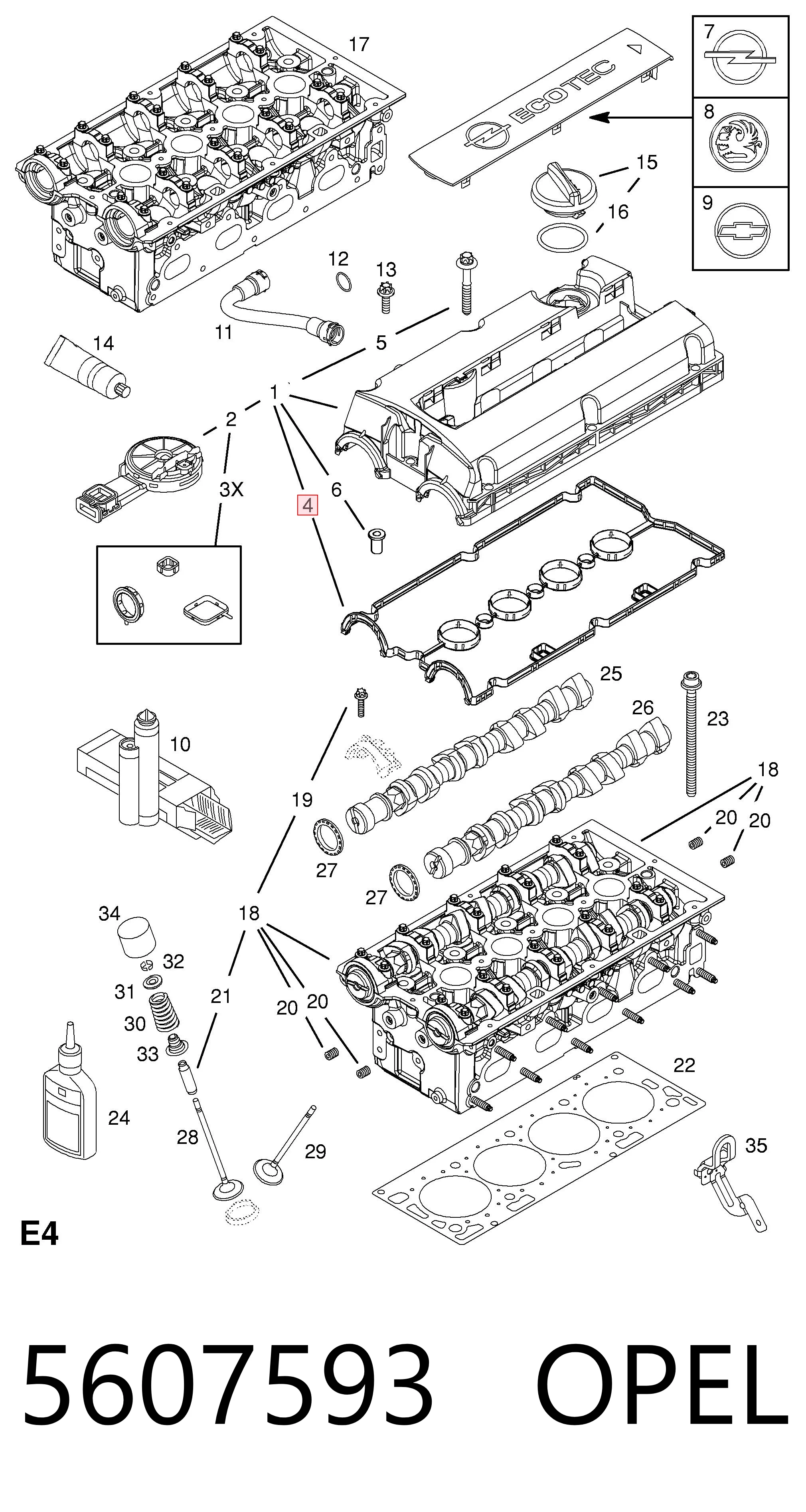 5607593 Opel Прокладка кришки клапанної 