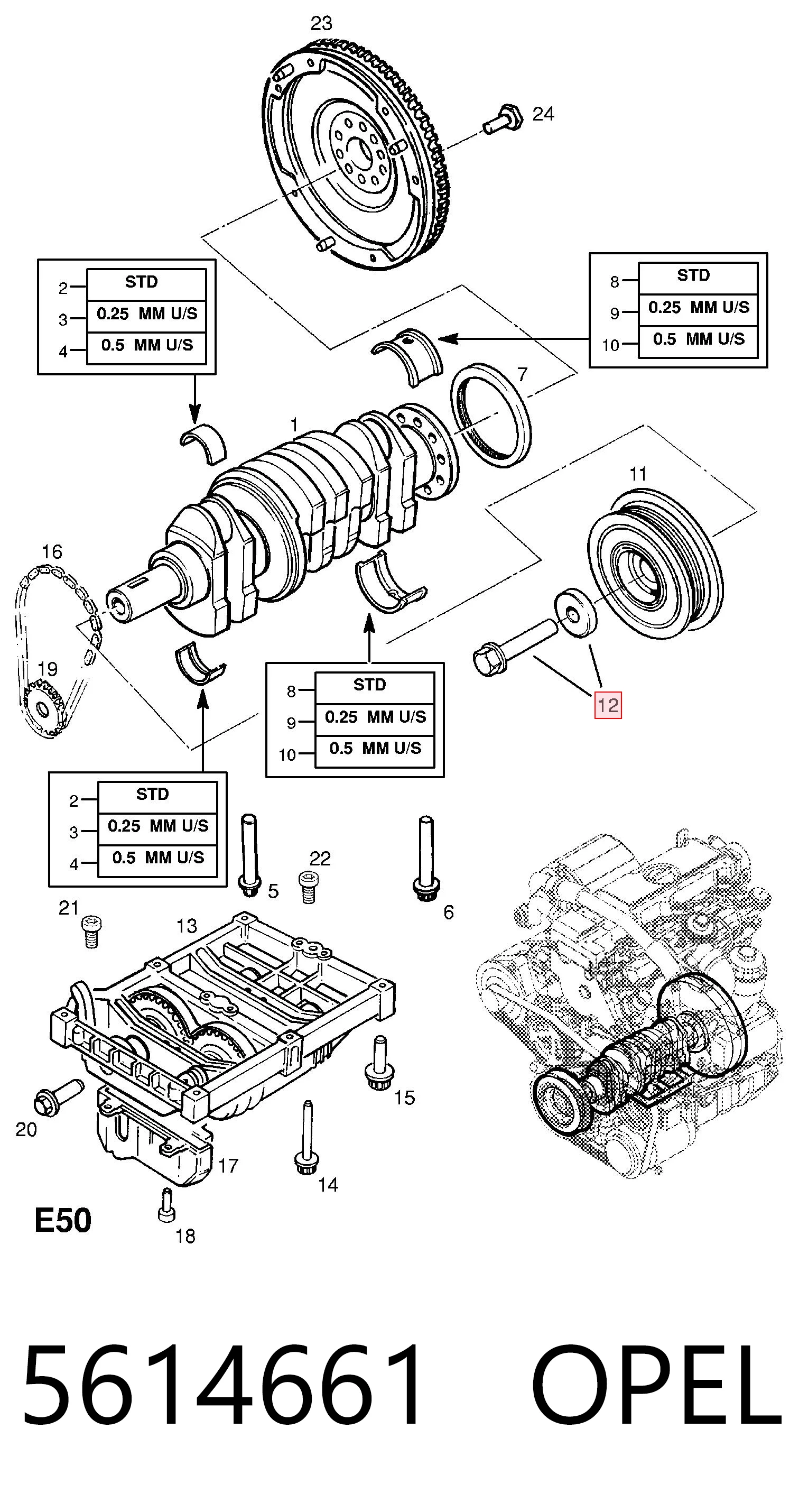 Болт колінвалу Opel 90502706 ціна, від 5.07 USD