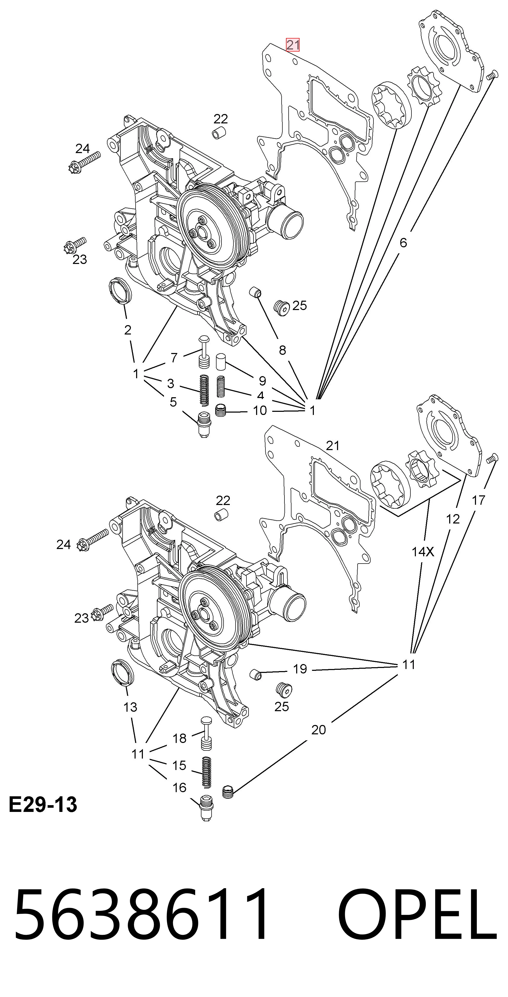 P1ZC034 Parts-Mall Прокладка передньої кришки двигуна