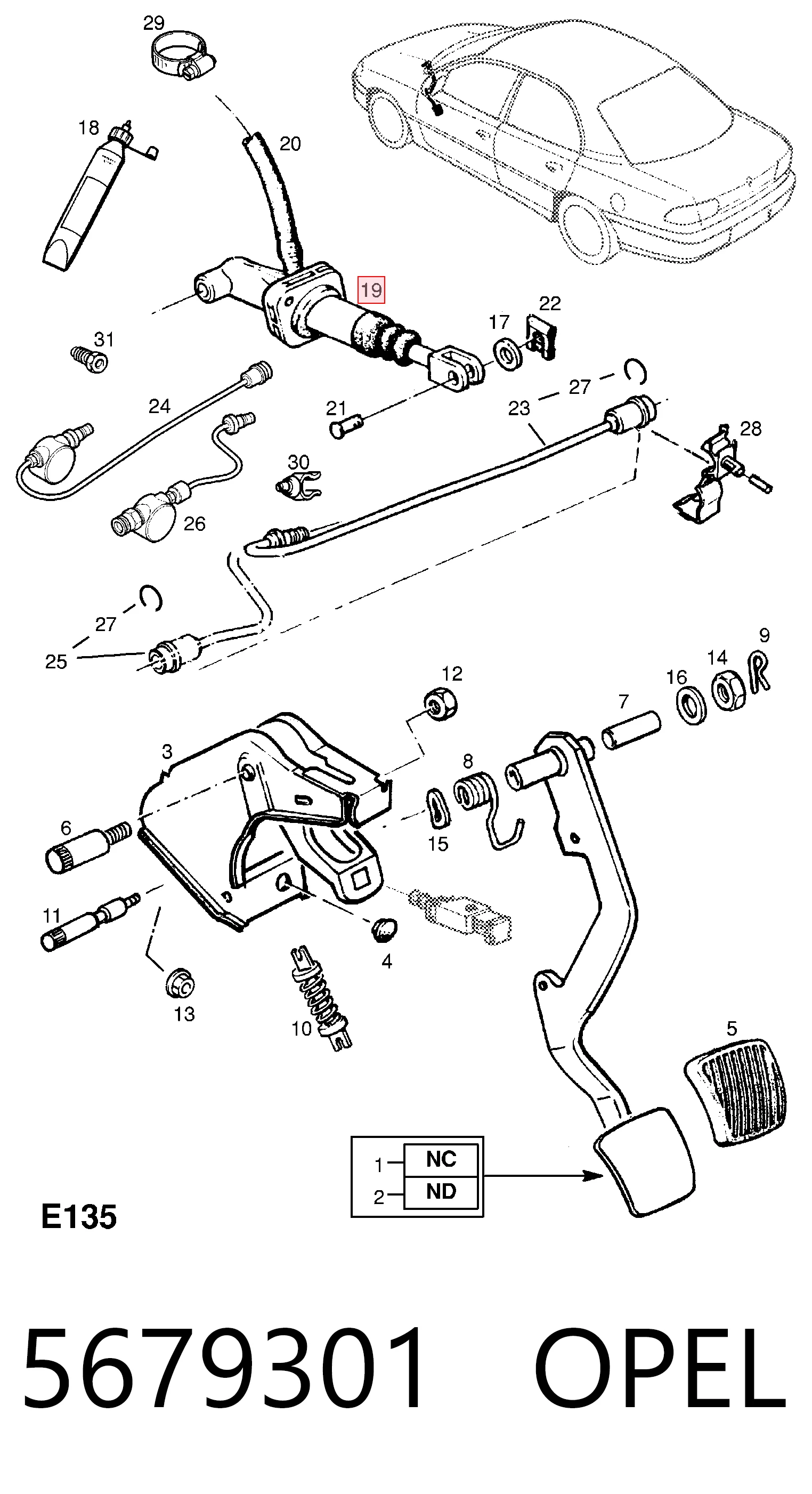 Головний циліндр зчеплення 5679301 General Motors