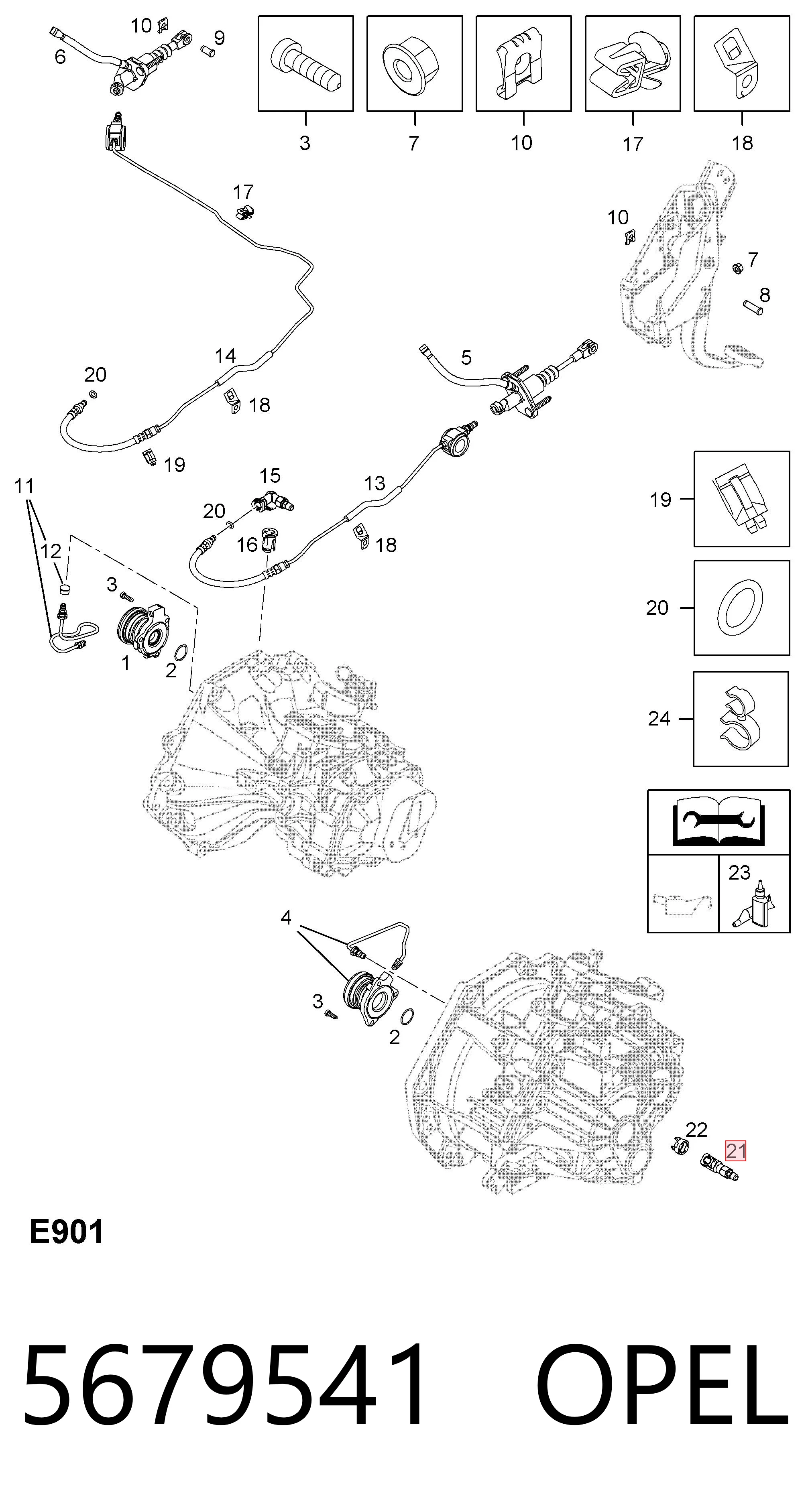 5679541 Opel Трійник трубки зчеплення