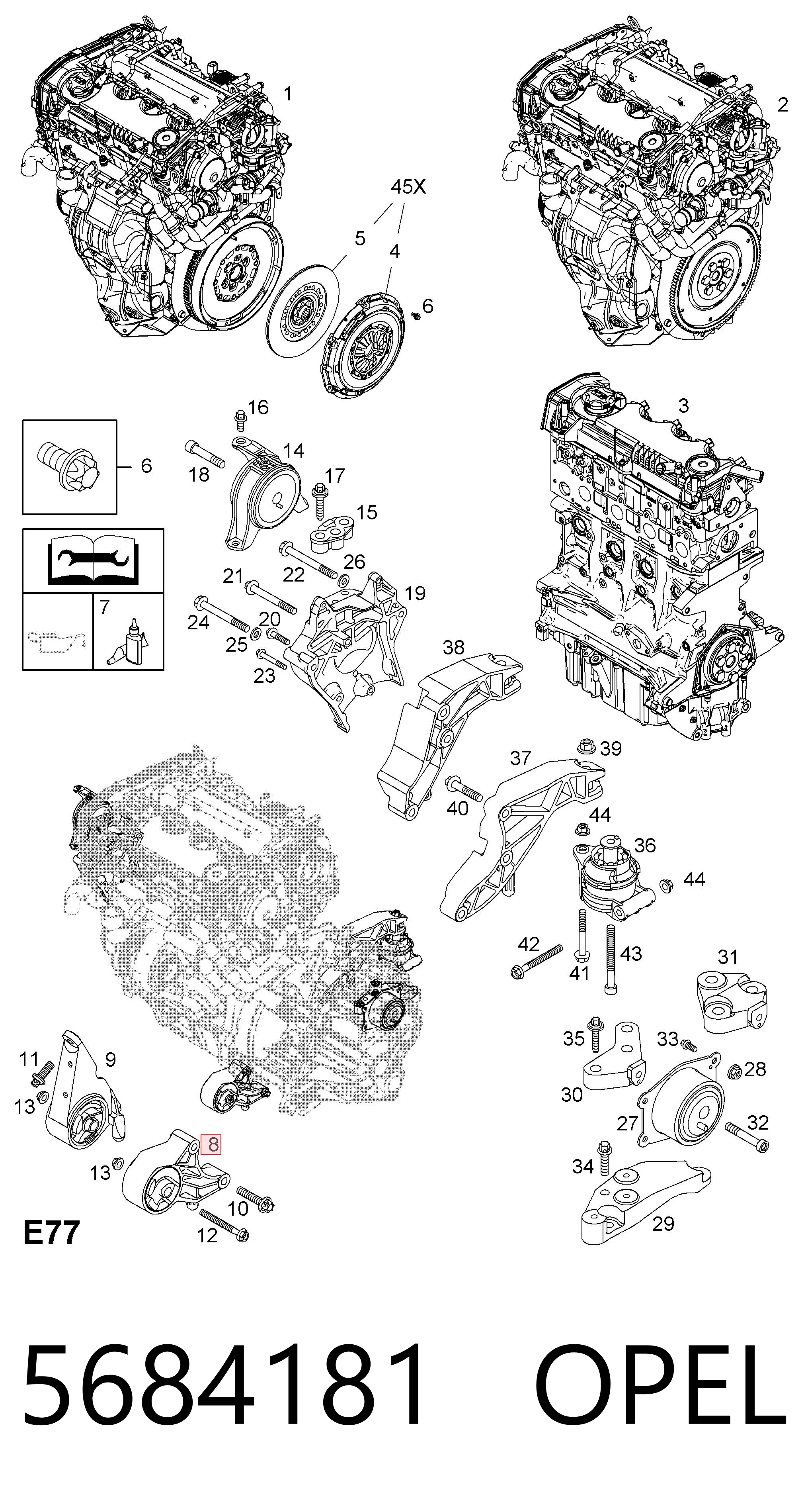 5684181 Opel Подушка передньої опори двигуна
