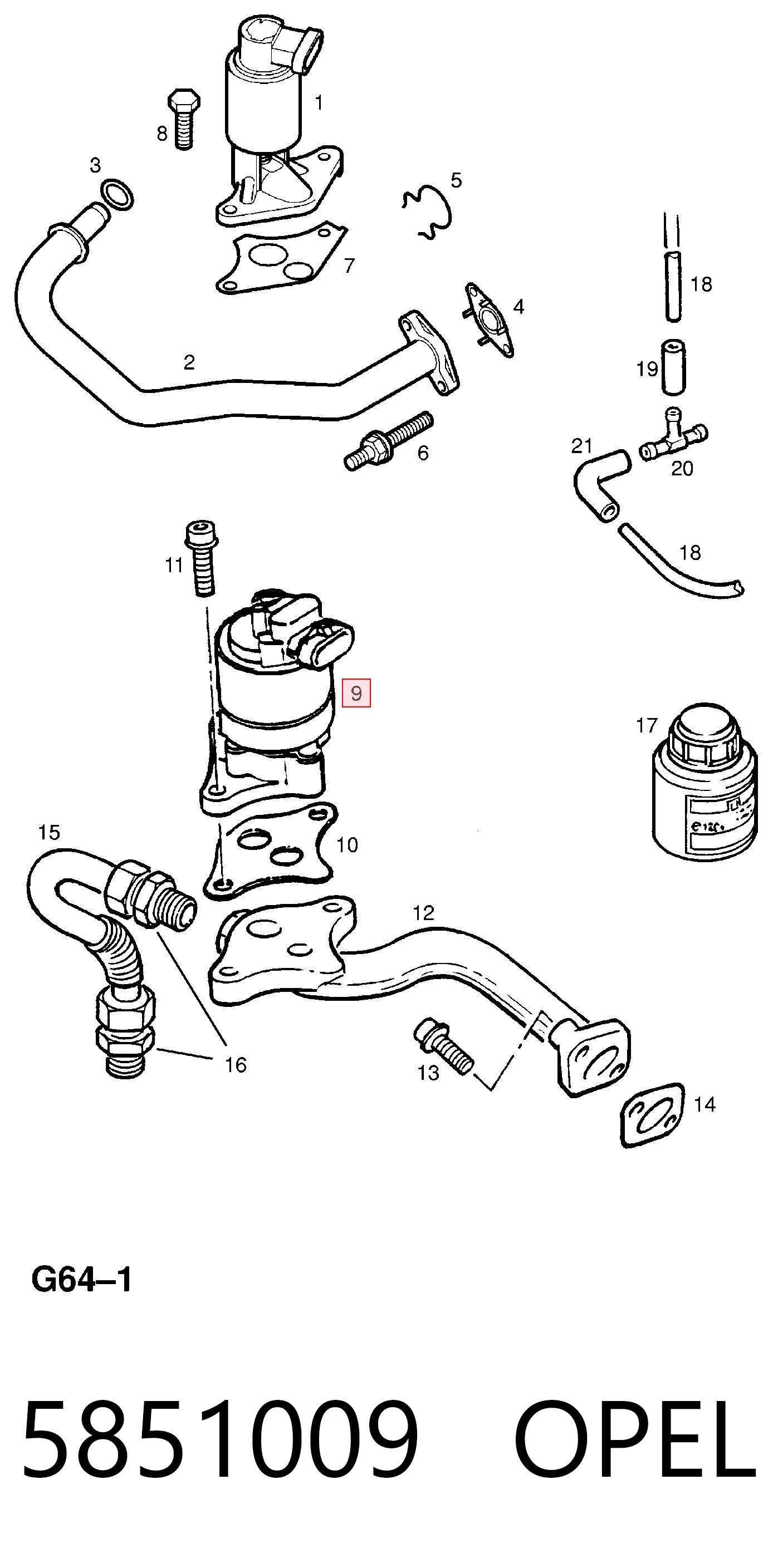 5851009 Opel Клапан рециркуляції відпрацьованих газів EGR