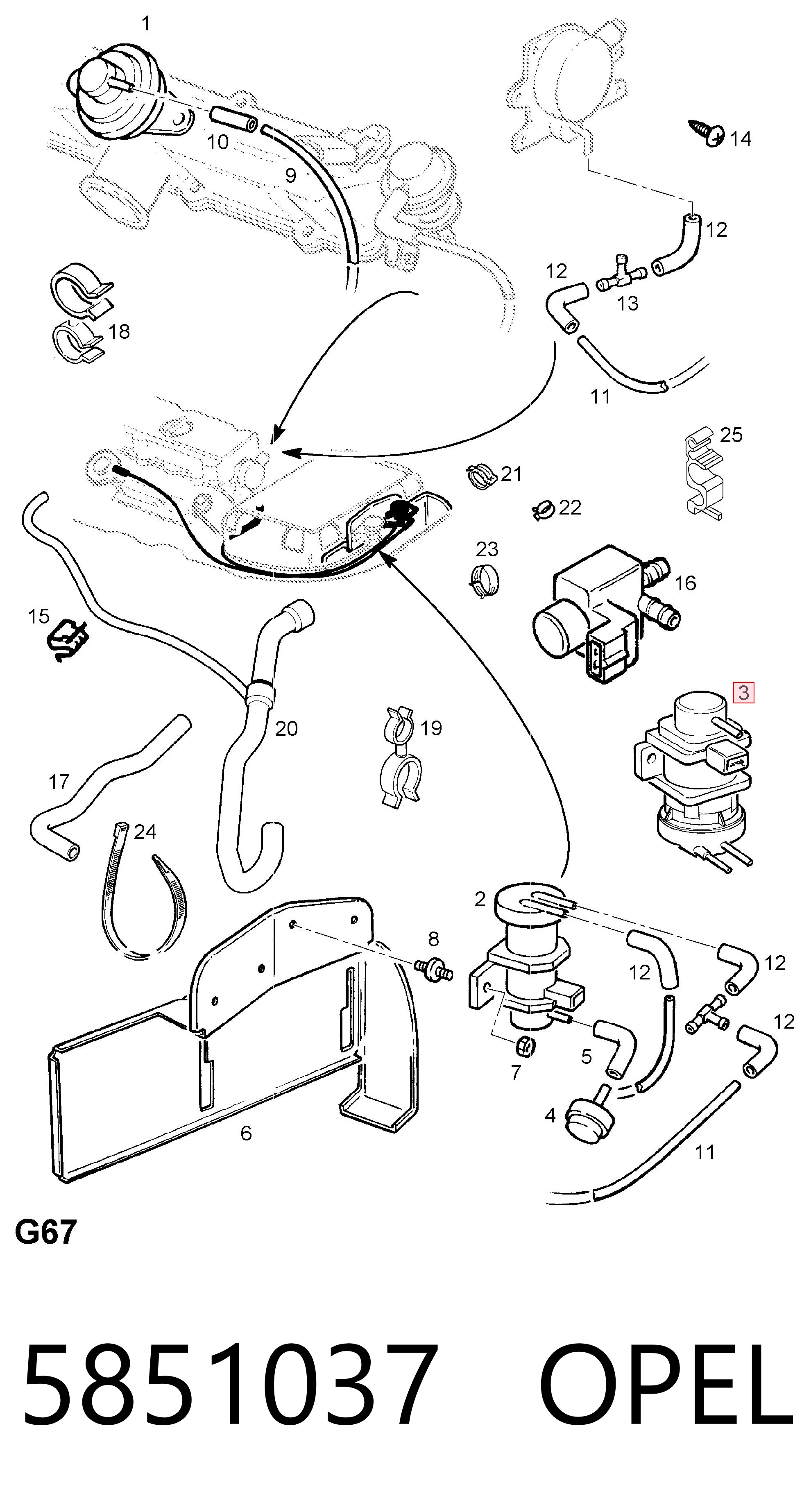 5851037 Opel Клапан соленоїд регулювання заслонки EGR