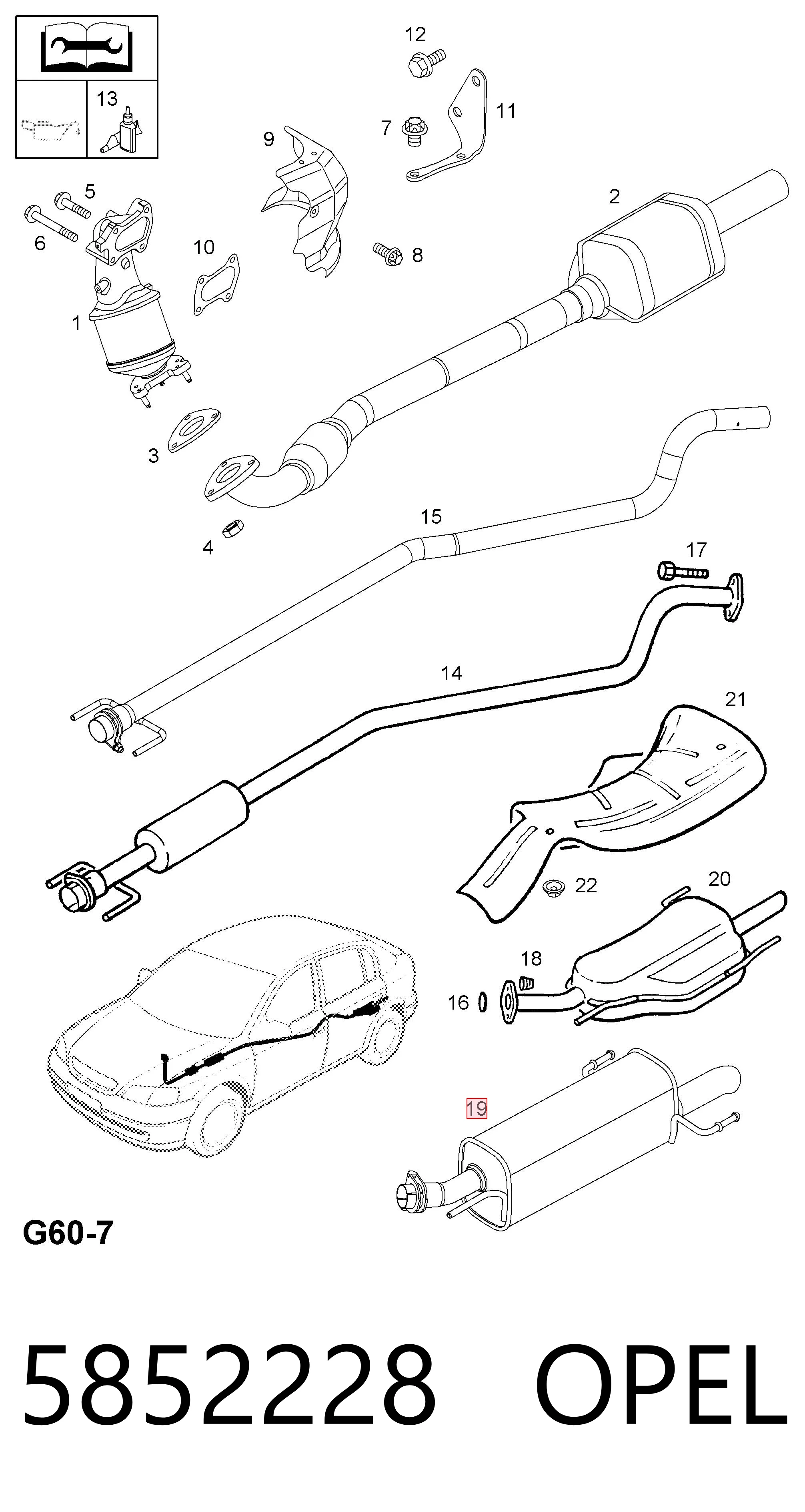5852228 Opel Глушник, задня частина