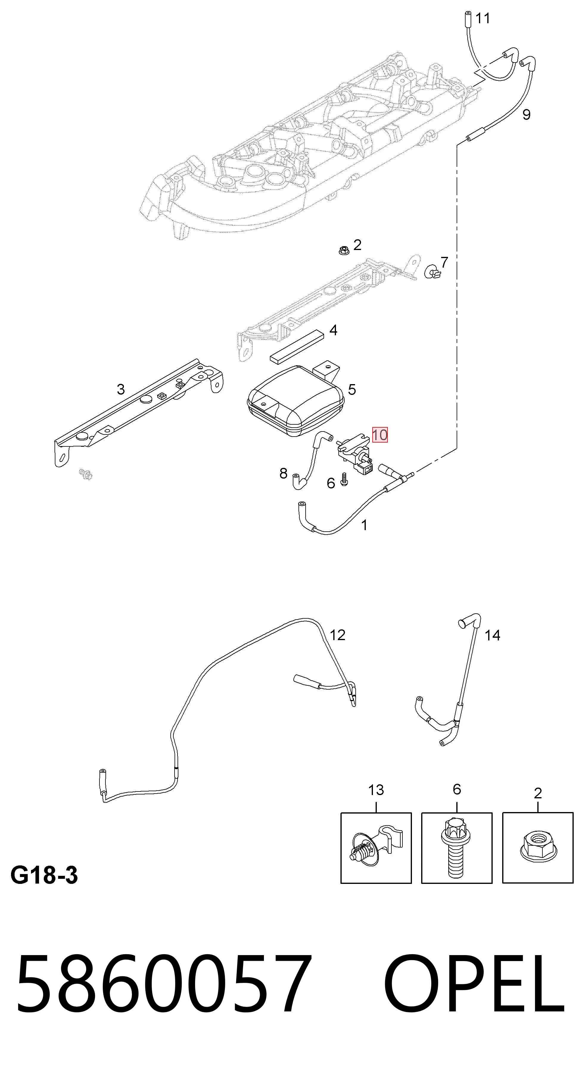 5860057 Opel Клапан перетворювач тиску наддуву (соленоїд)