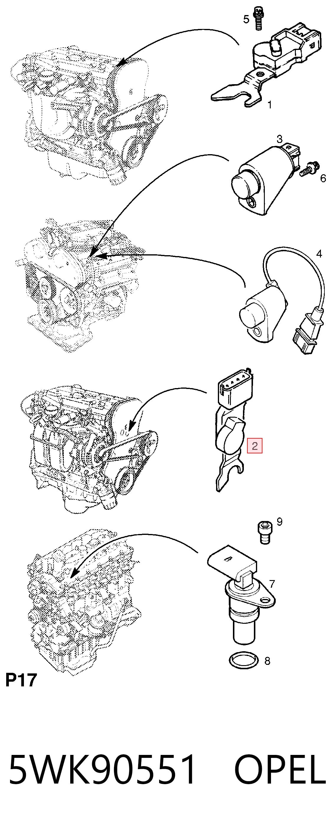 5WK90551 Opel Датчик розподільного вала