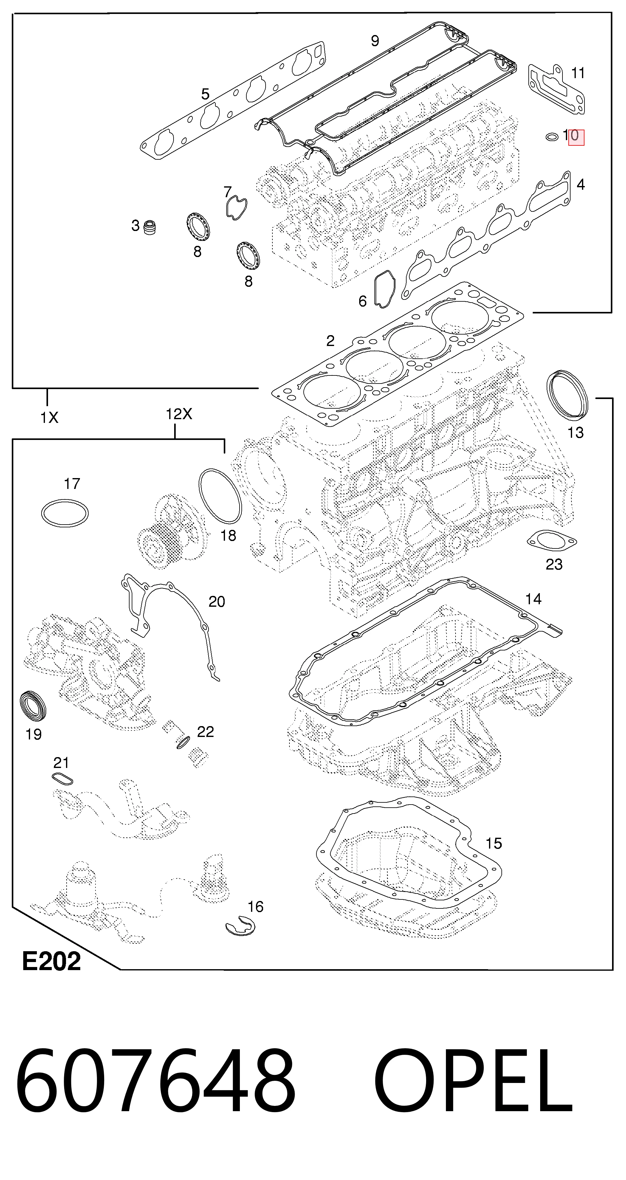 607648 Opel Прокладка клапанної кришки двигуна, кільце