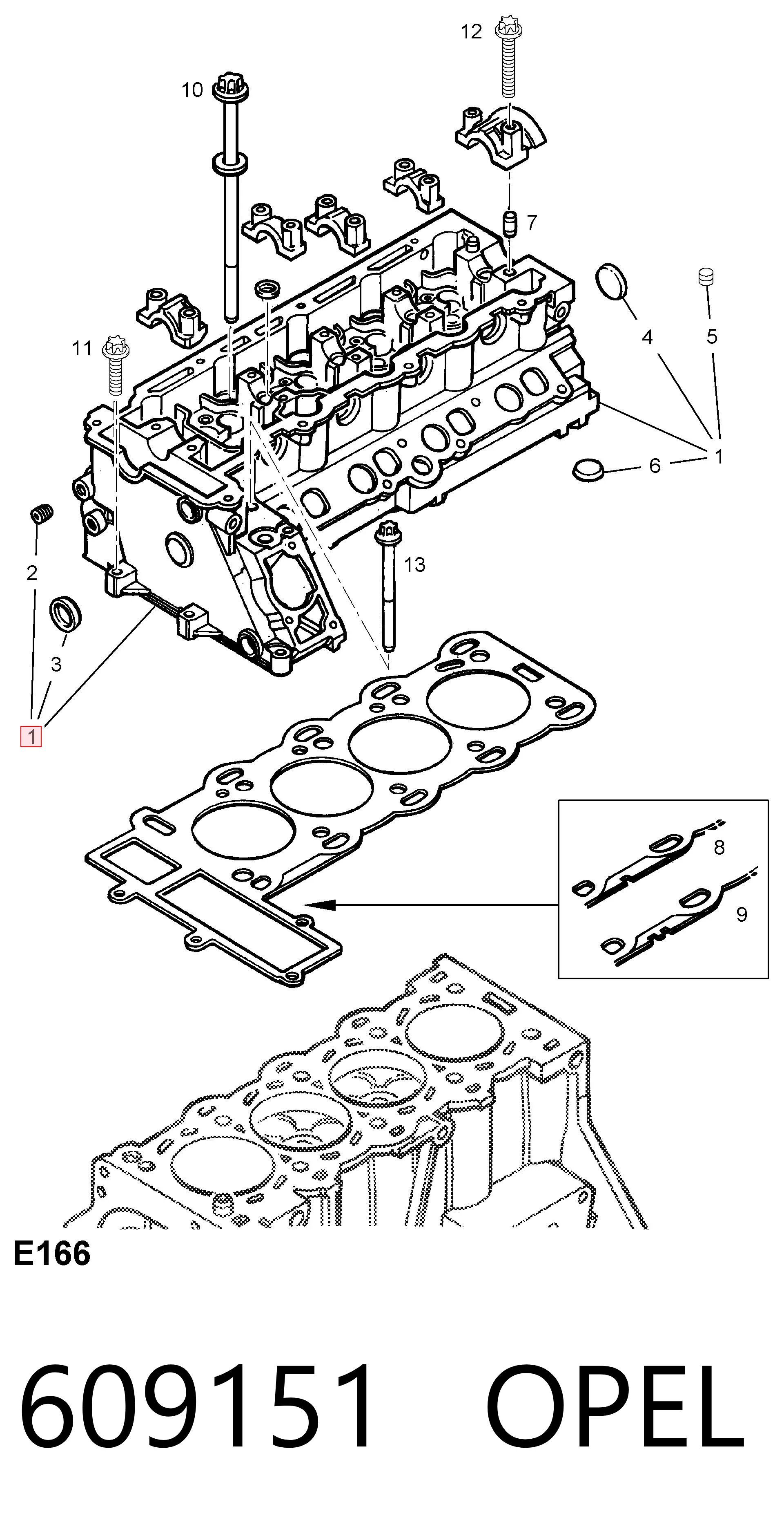 Головка циліндрів на Opel Zafira A F75