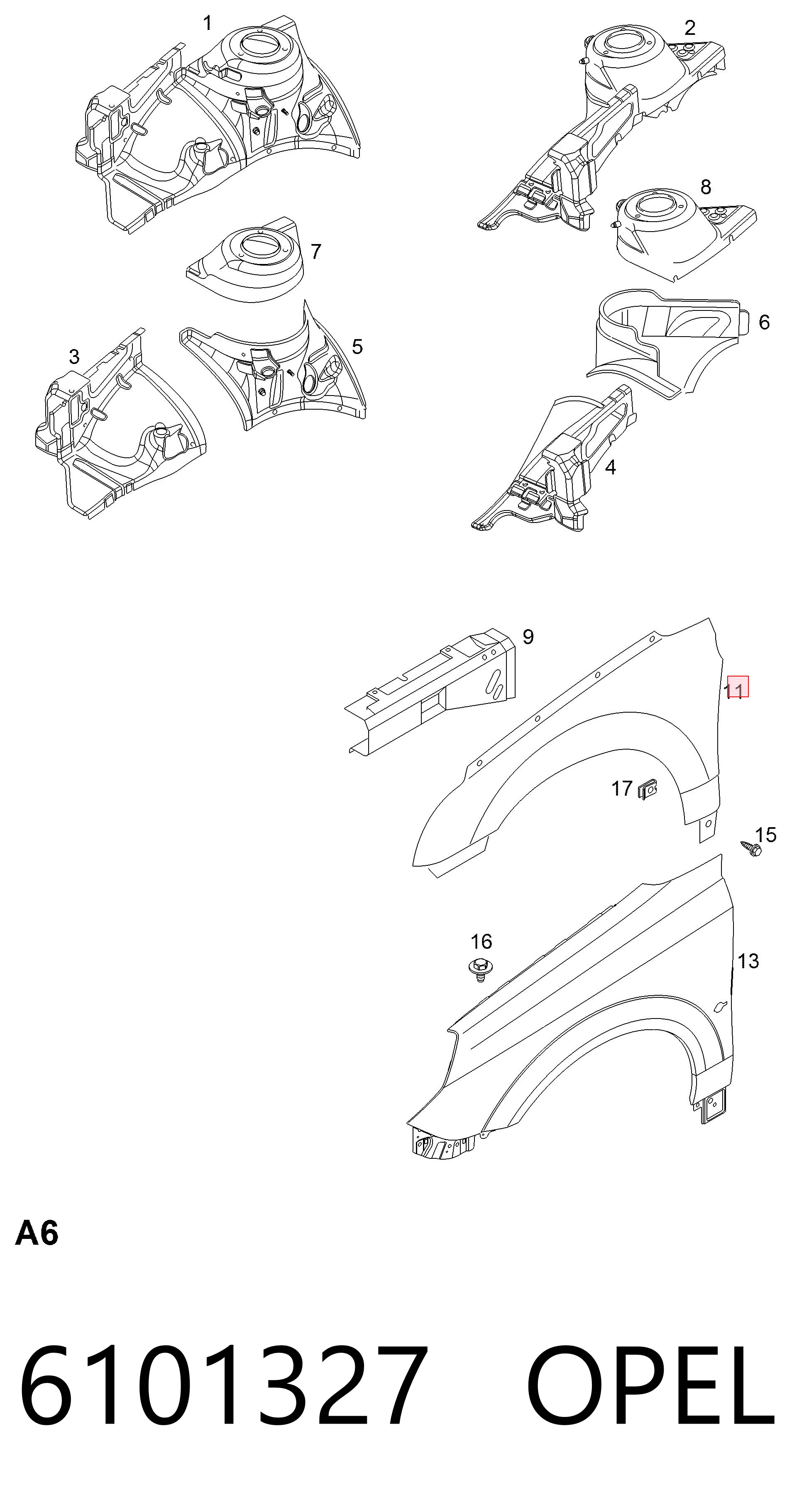 Ліве переднє крило FPS 5202311 ціна, від 32.94 USD