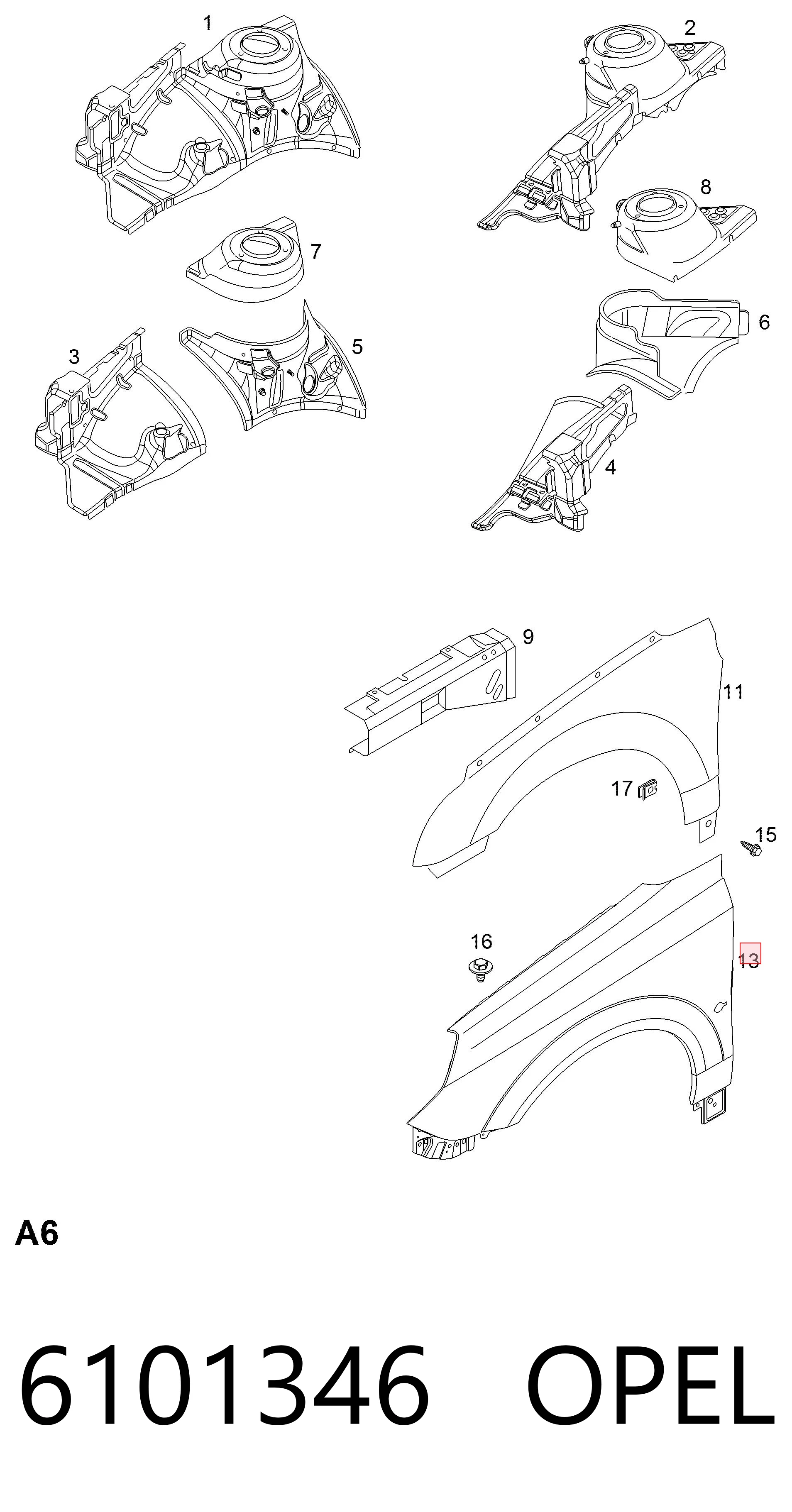 Ліве переднє крило Polcar 551901 ціна, від 128.94 USD