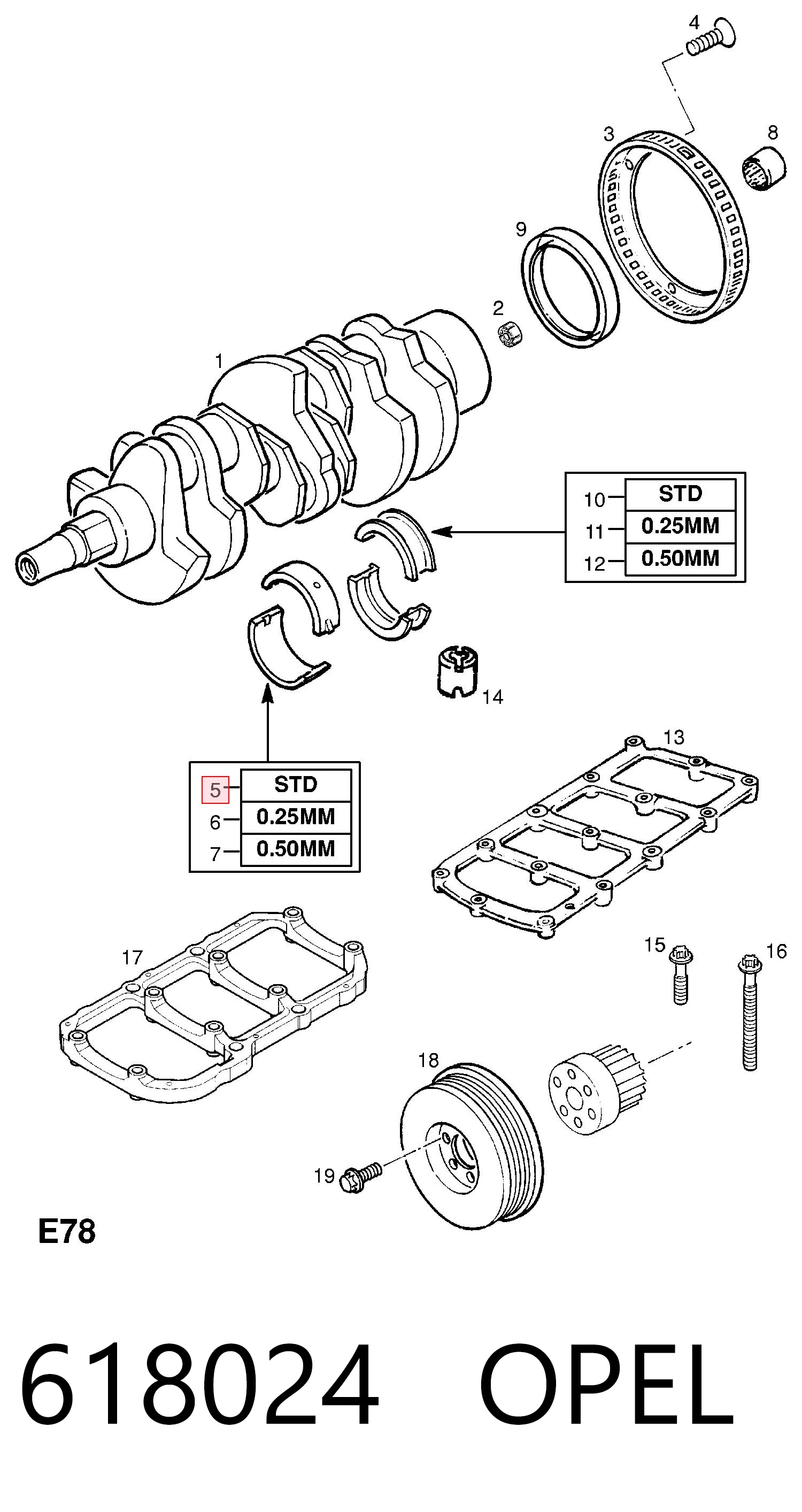 618024 Opel Підшипник ковзання клонували