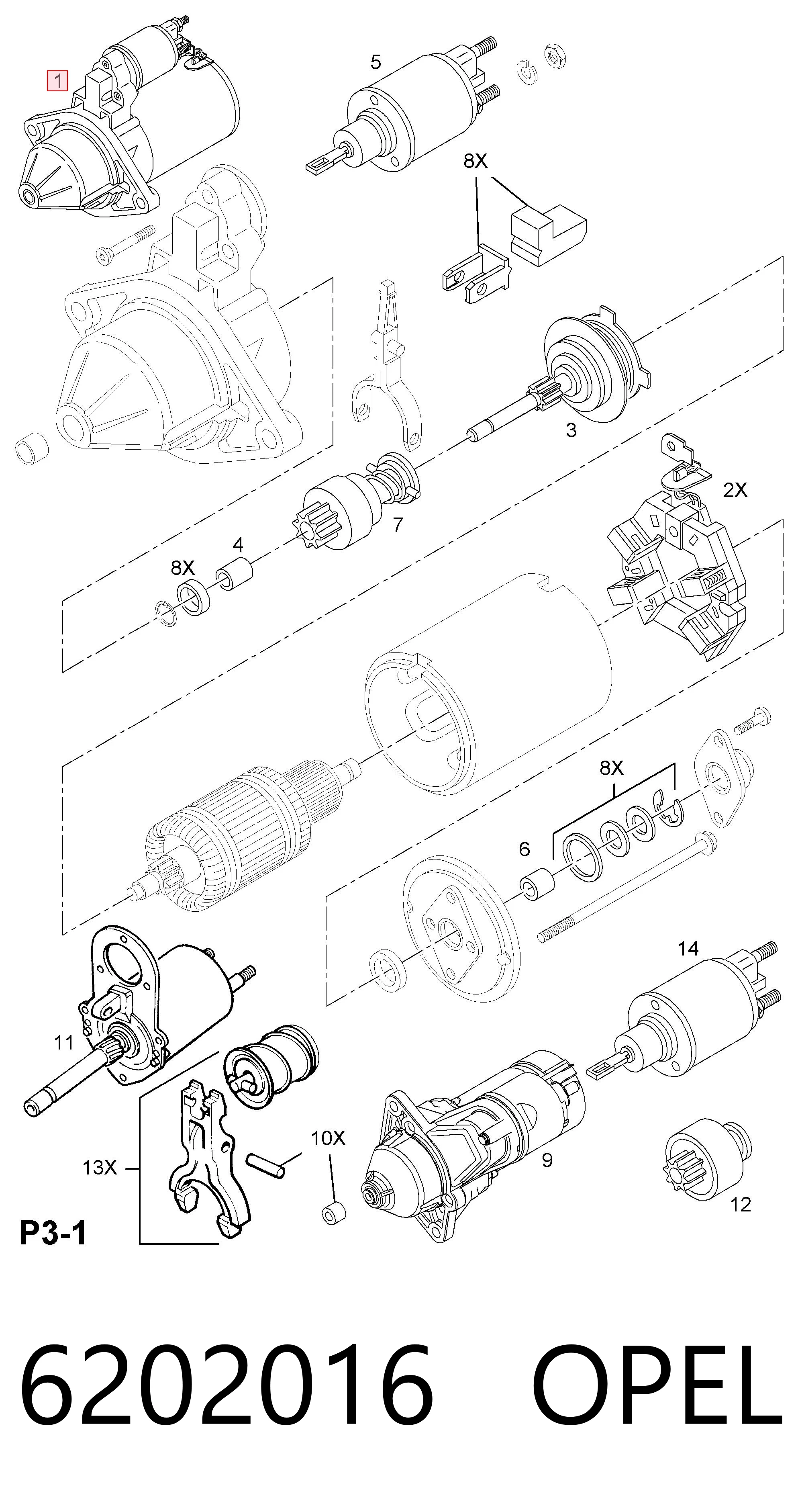 6202016 Opel Стартер двигуна