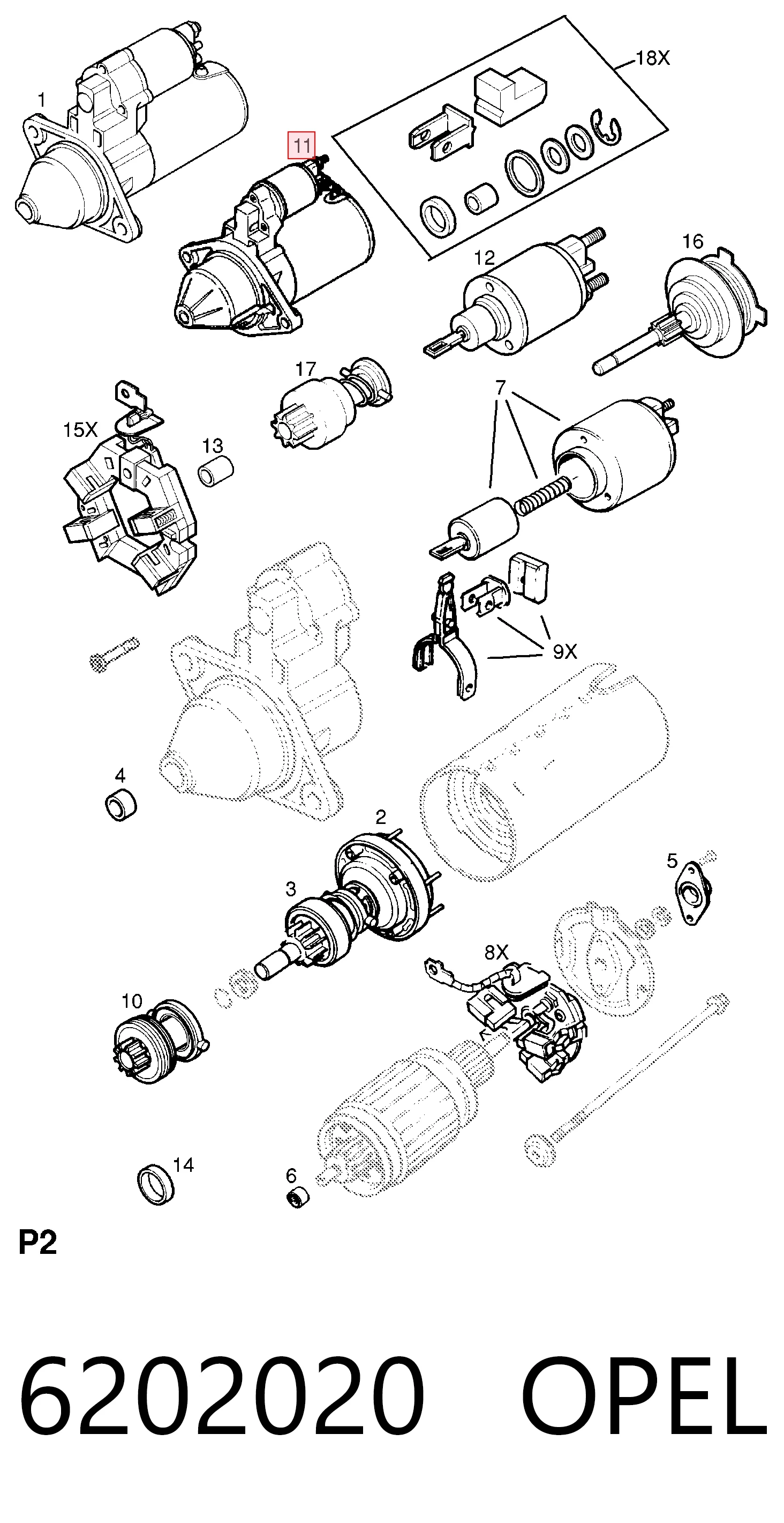 6202020 Opel Стартер двигуна