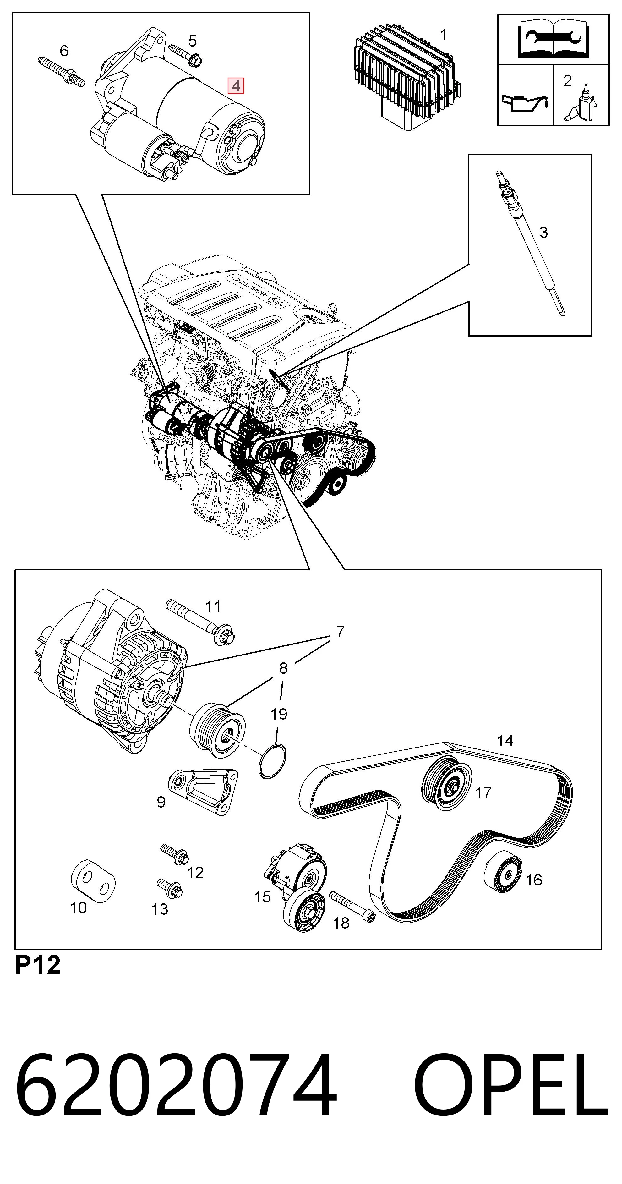 6202074 Opel Стартер двигуна