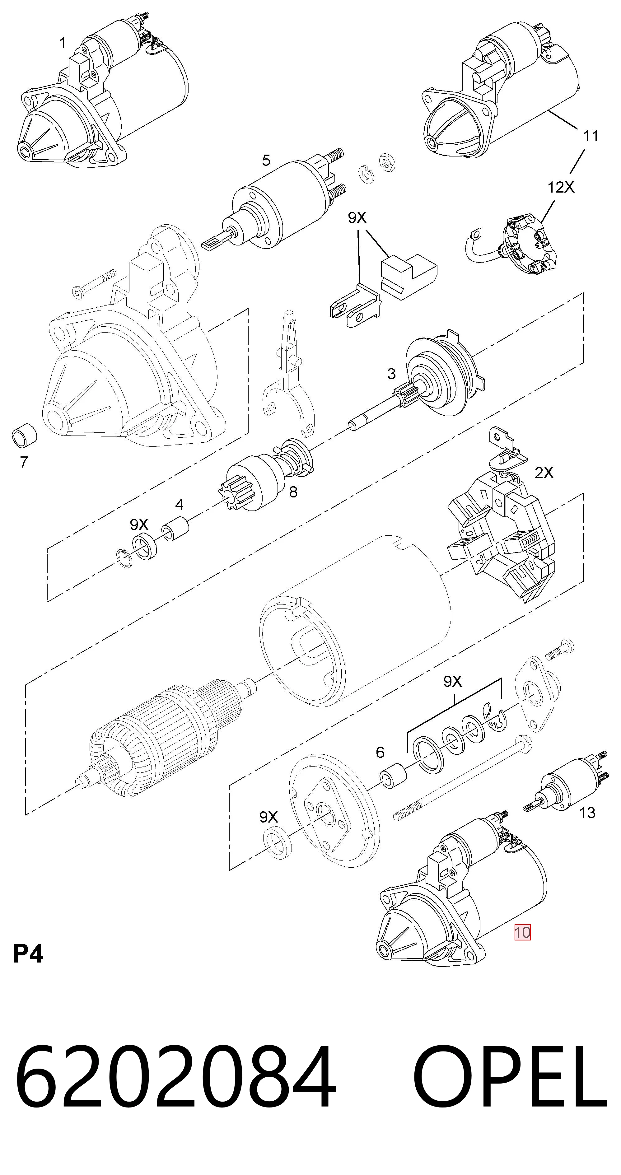 6202084 Opel Стартер двигуна