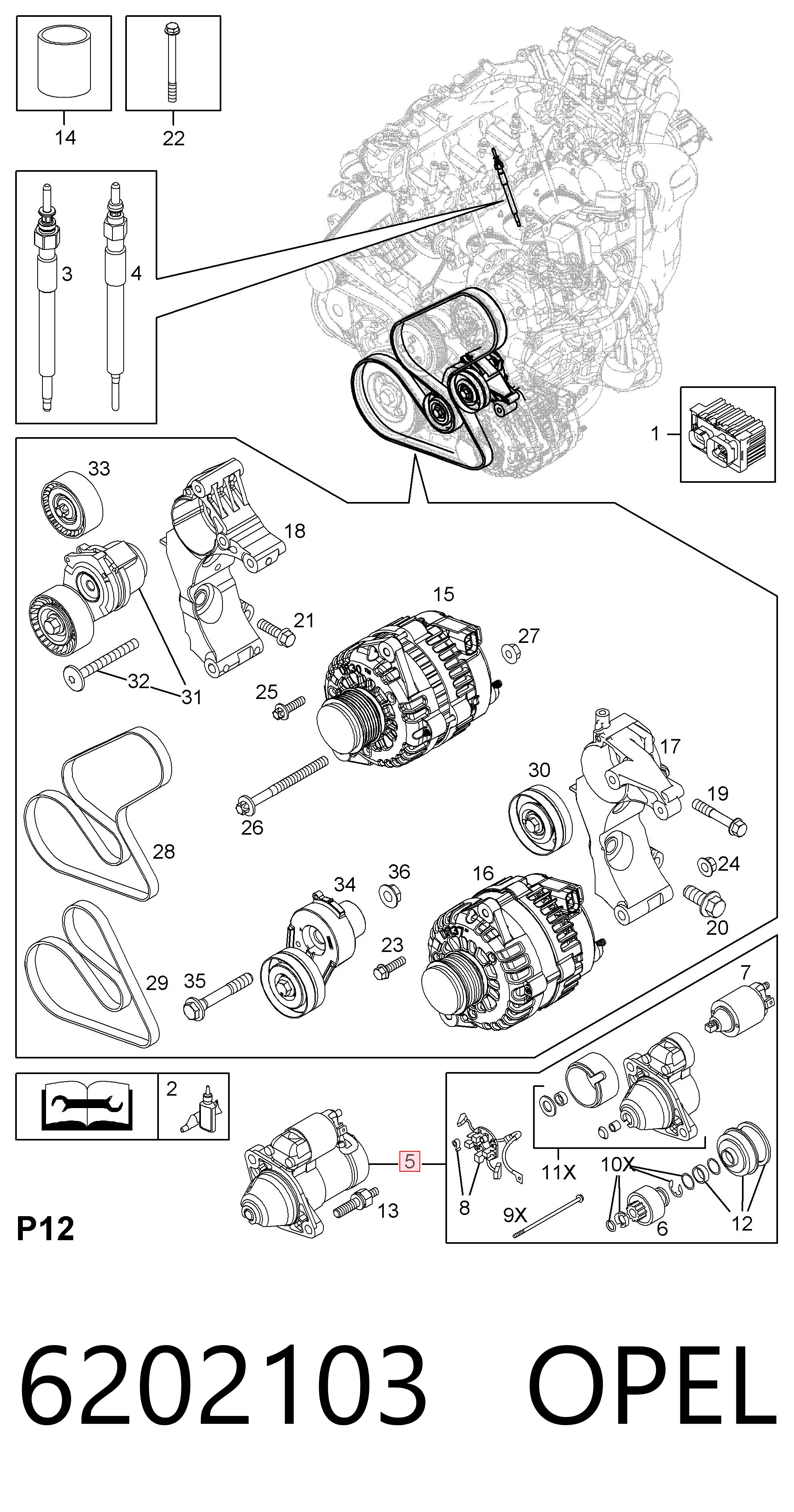 6202103 Opel Стартер двигуна