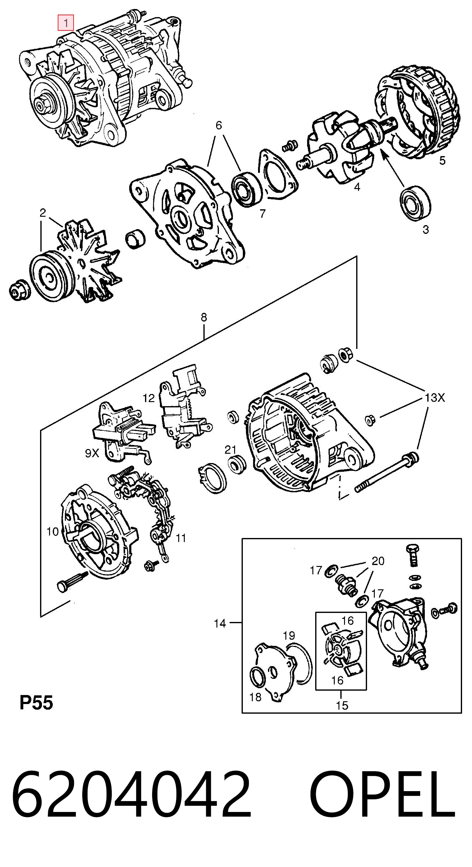 6204042 Opel Авто генератор