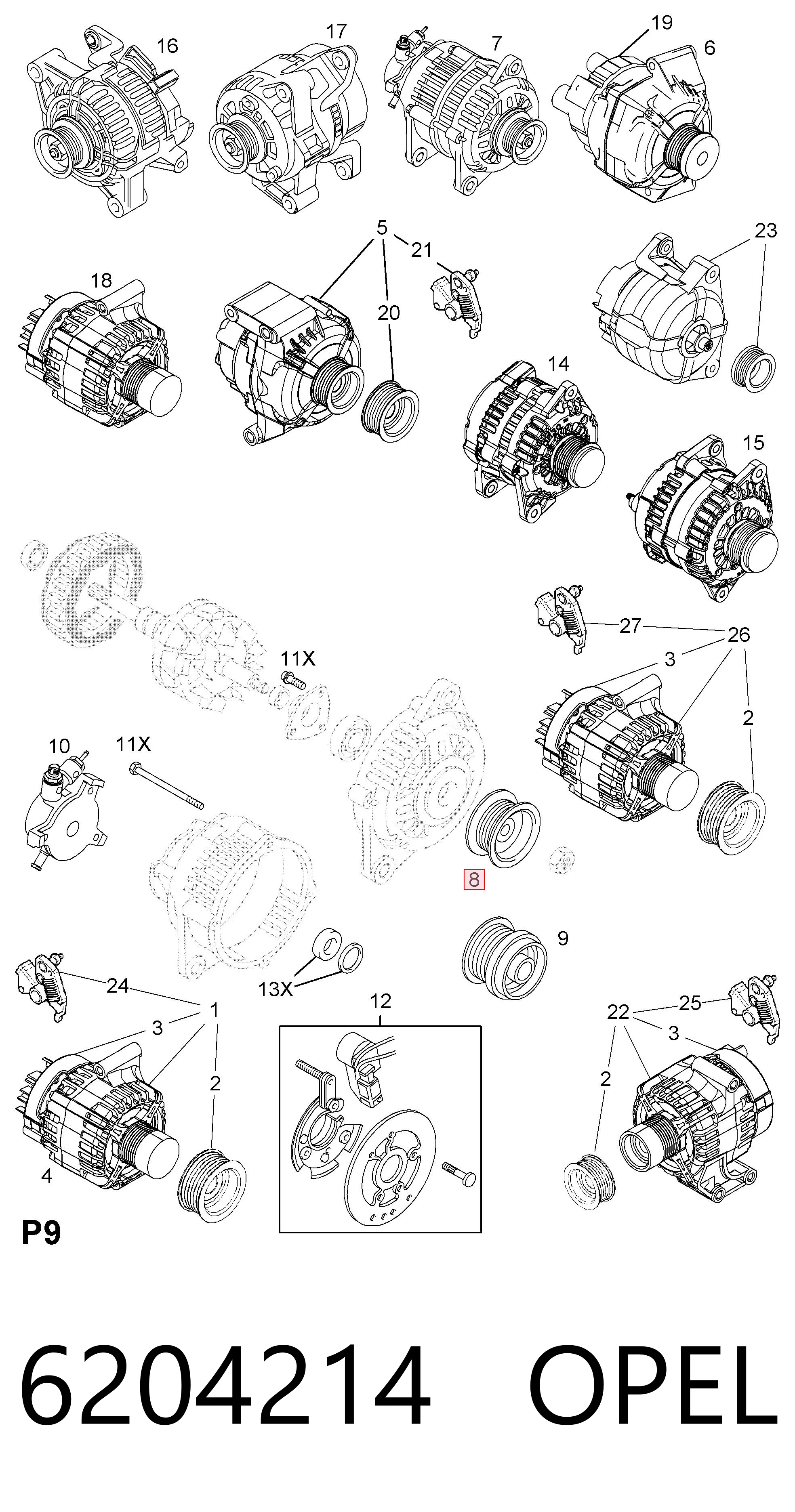 6204214 Opel Авто генератор